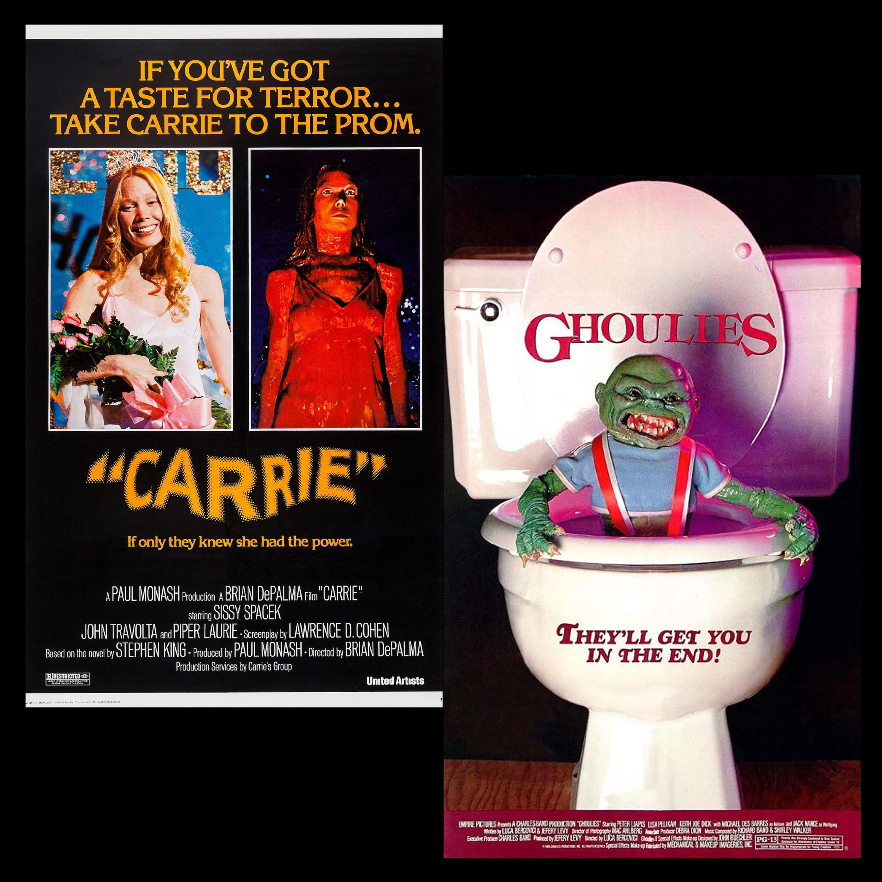 Carrie (1976) & Ghoulies (1985) episode artwork
