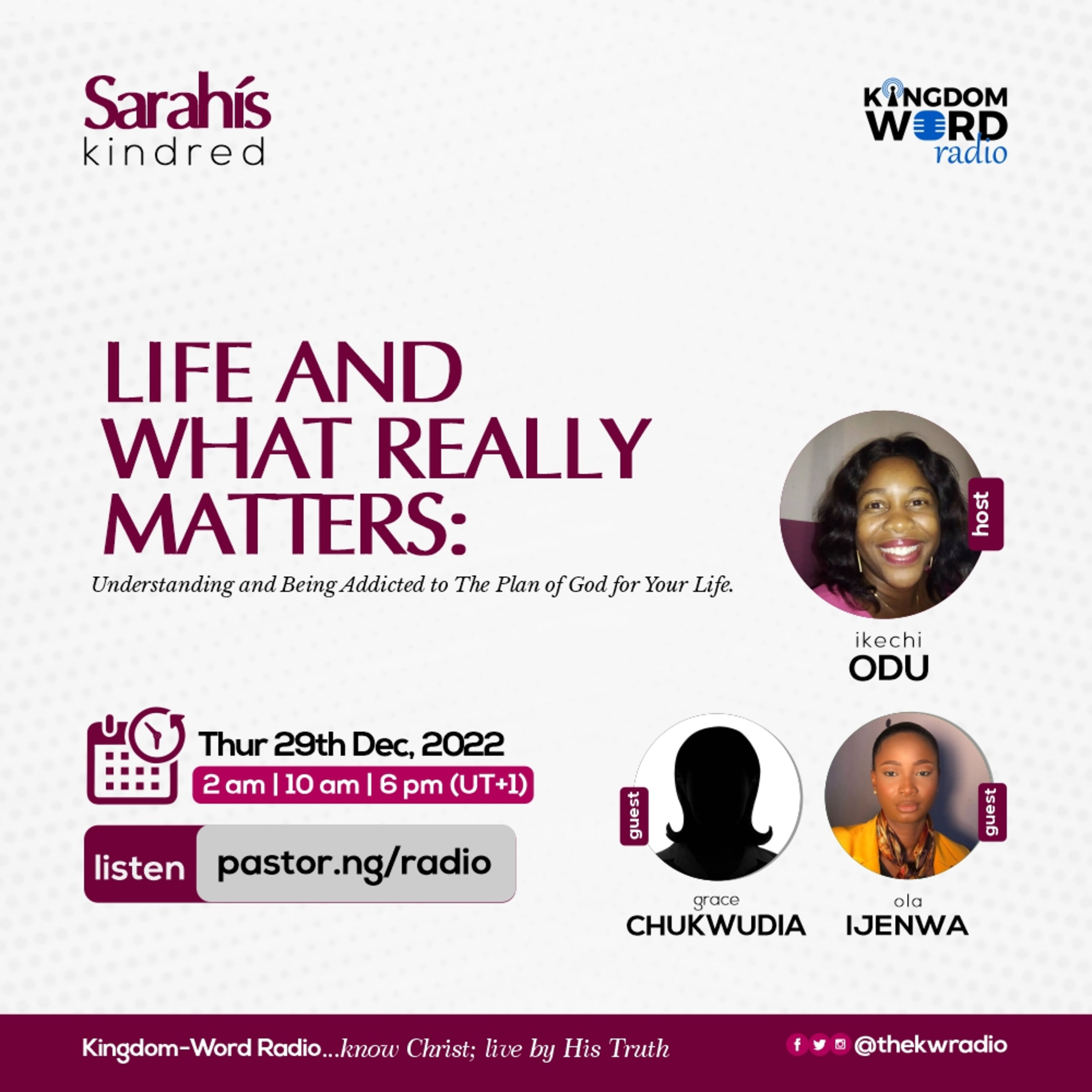 Sarah's Kindred | Ep.1 | Life and What Really Matters: Understanding and Being Addicted to The Plan of God for Your Life. episode artwork