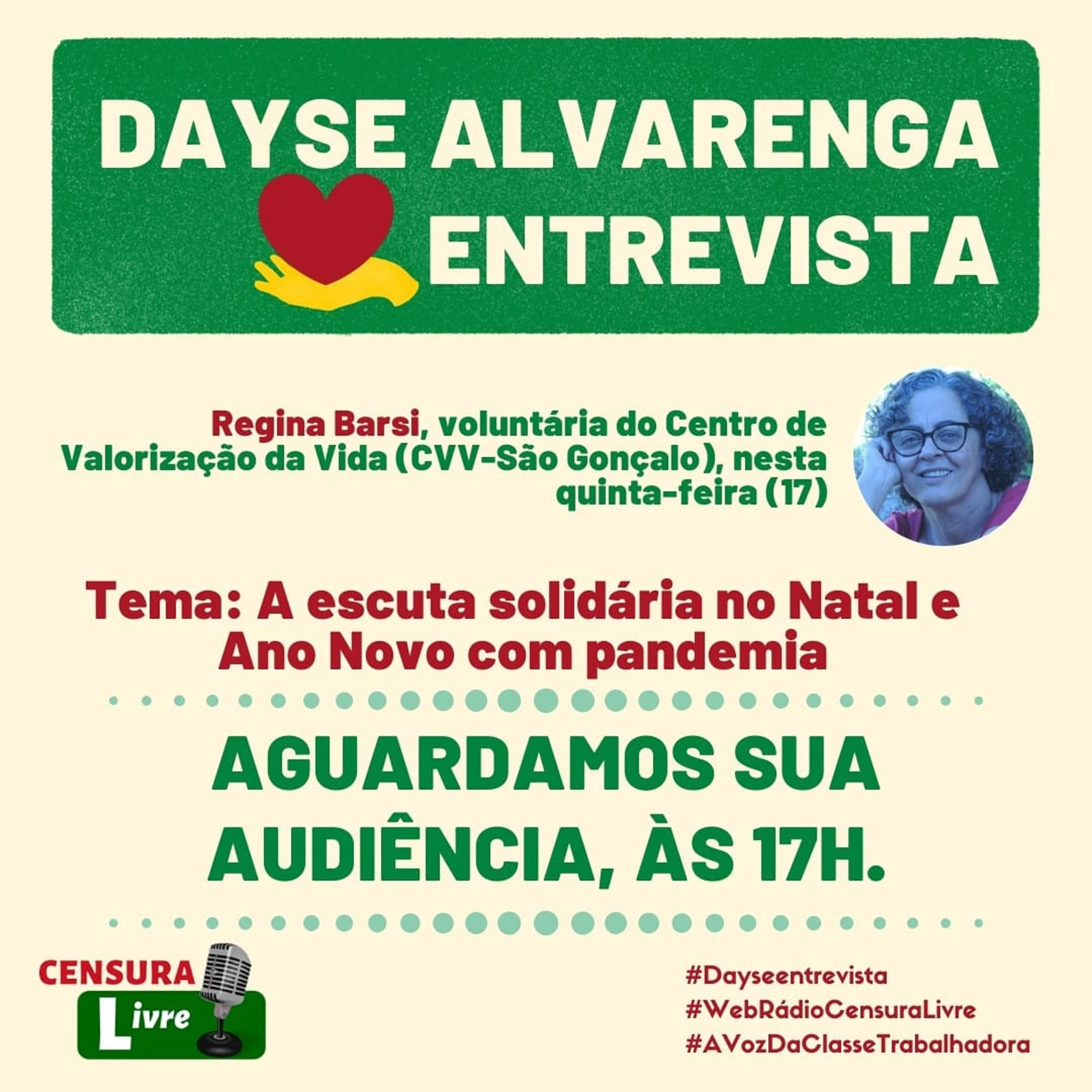 DAYSE ALVARENGA ENTREVISTA | Tema: A escuta solidária no Natal e Ano Novo com pandemia (17/12) episode artwork