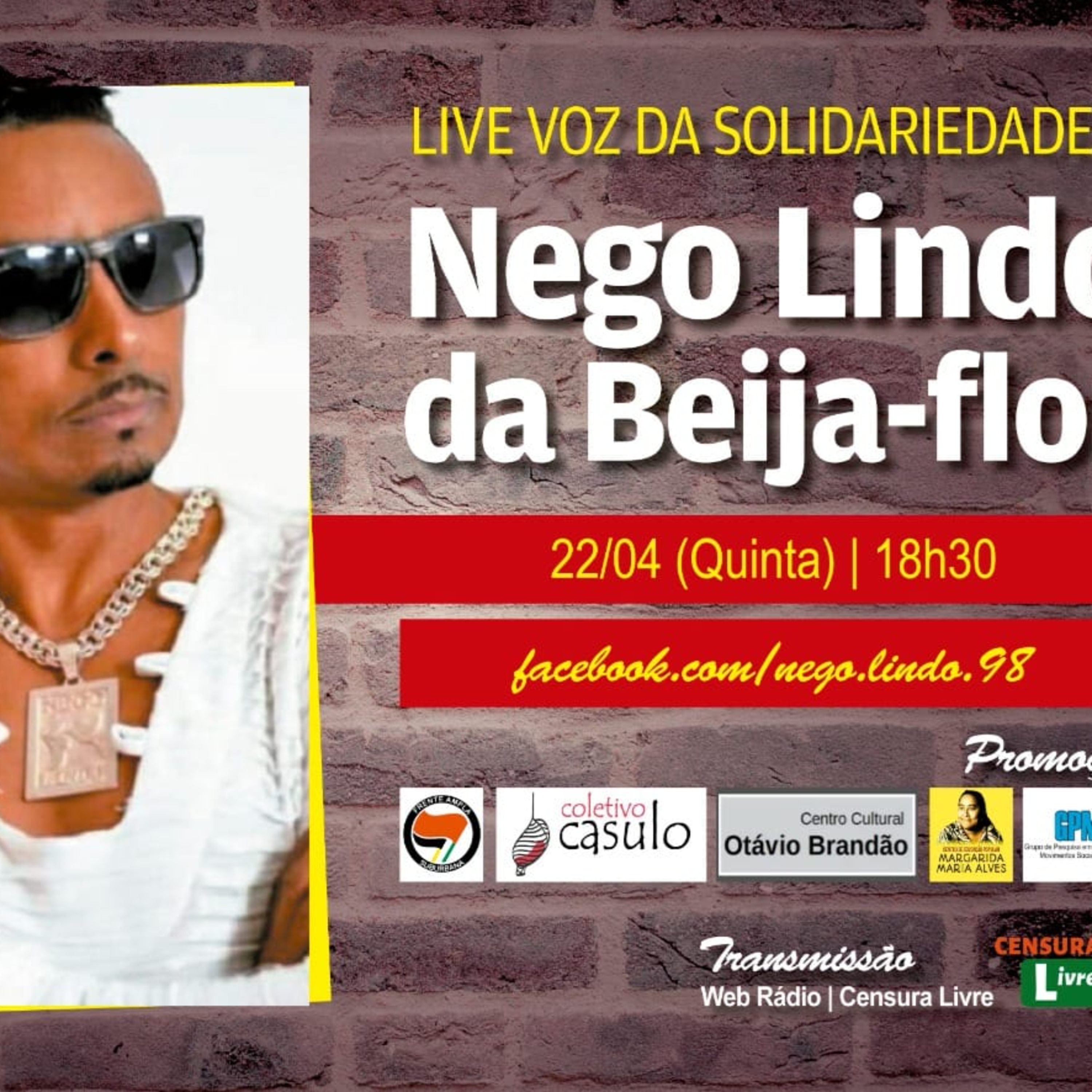 Live Cultural | Voz da Solidariedade 2, com o cantor Nego Lindo da Beija-flor (22/04) episode artwork