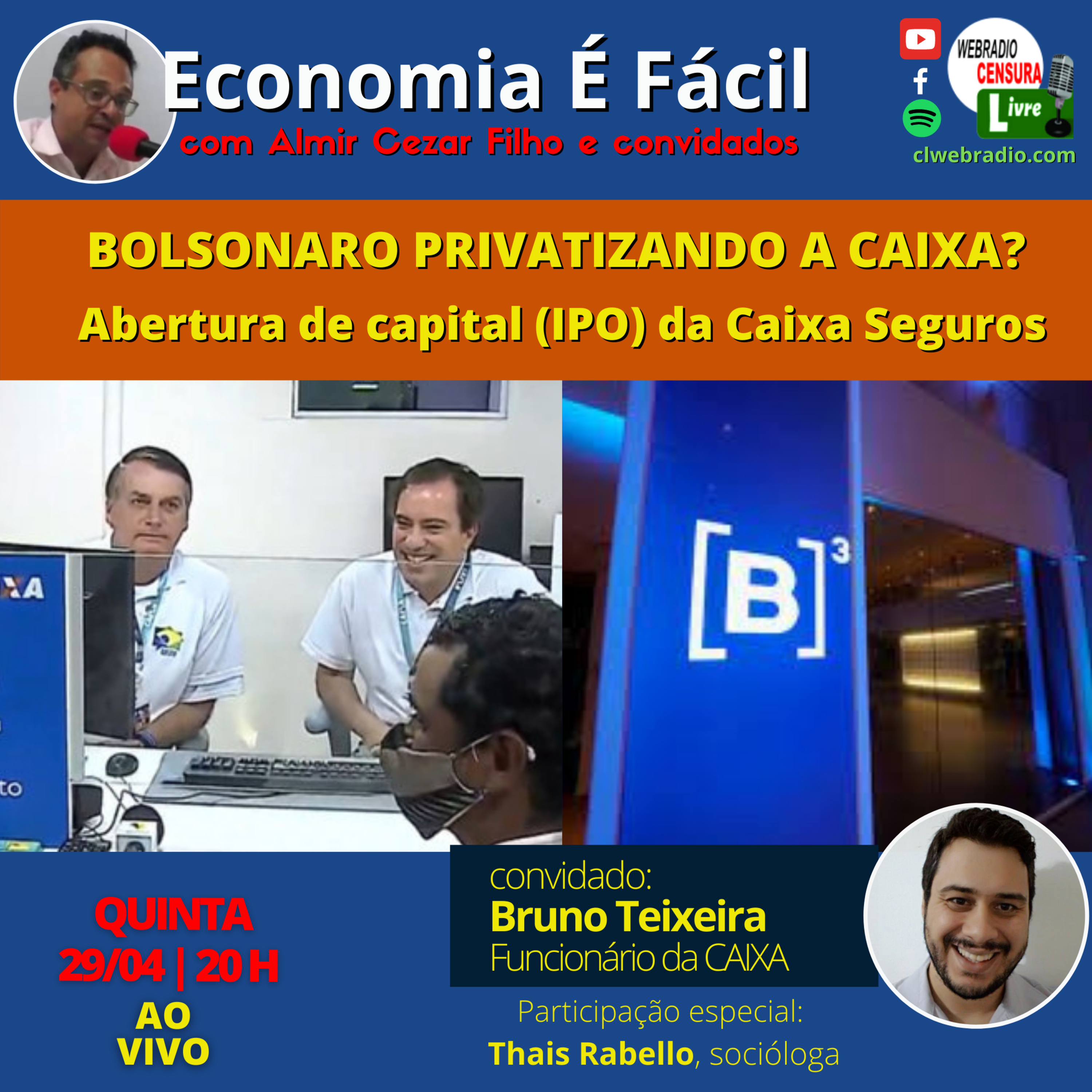 Bolsonaro privatizando a CAIXA? Abertura de capital (IPO) da Caixa Seguros | ECONOMIA É FÁCIL (29/04) episode artwork