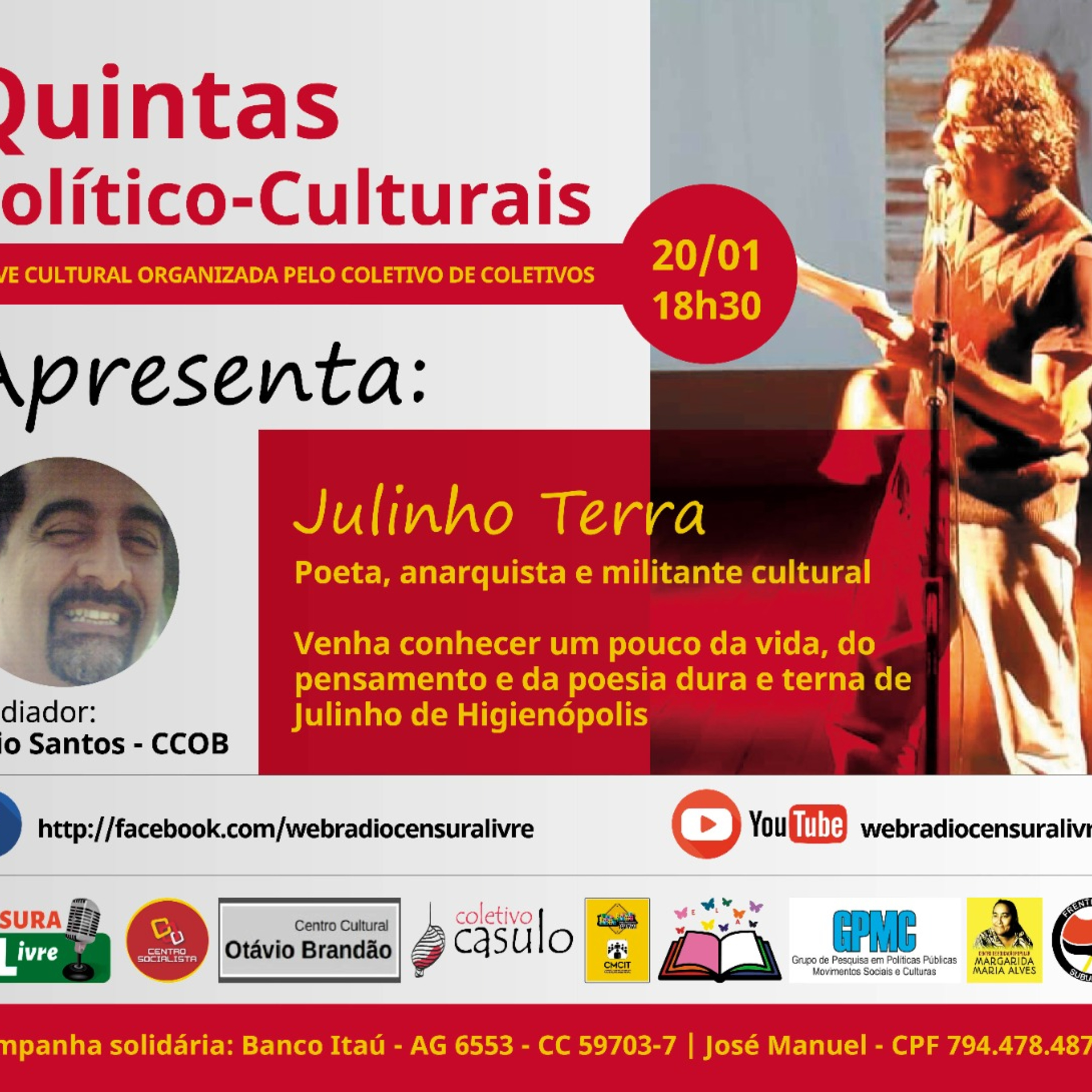Quintas Político-Culturais | Julinho Terra – Poeta, anarquista e militante cultural (20/1) episode artwork