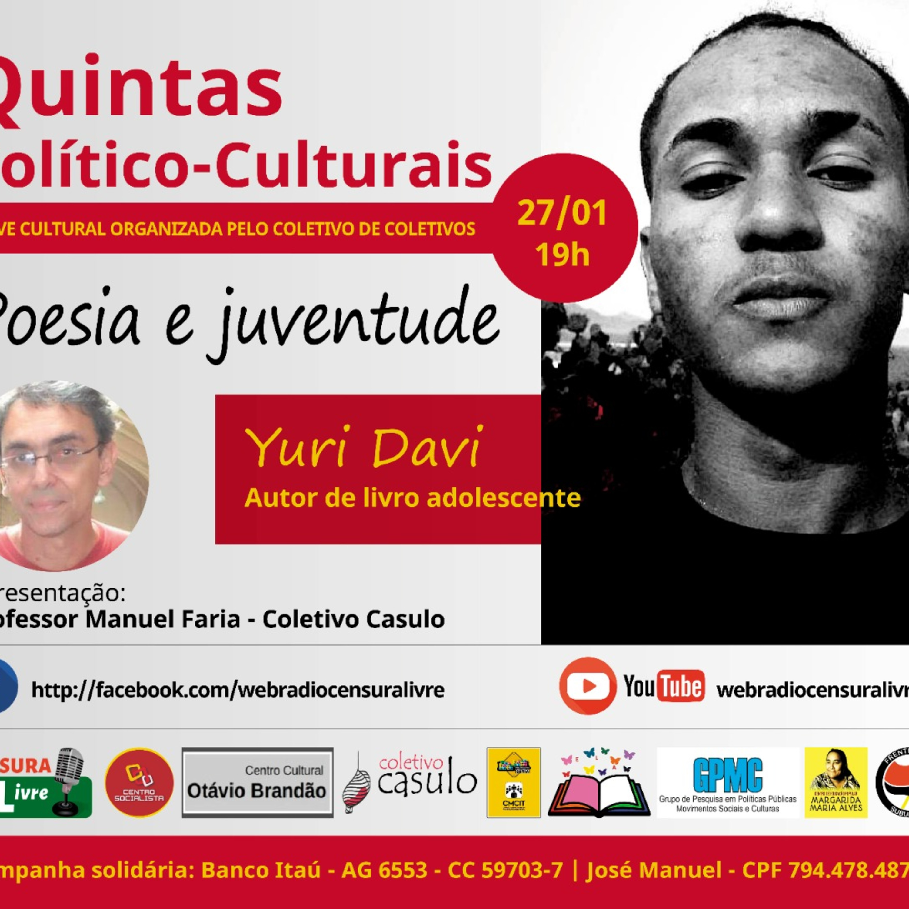 Quintas Político-Culturais | Yuri Davi – Autor de livro adolescente 27/01  episode artwork