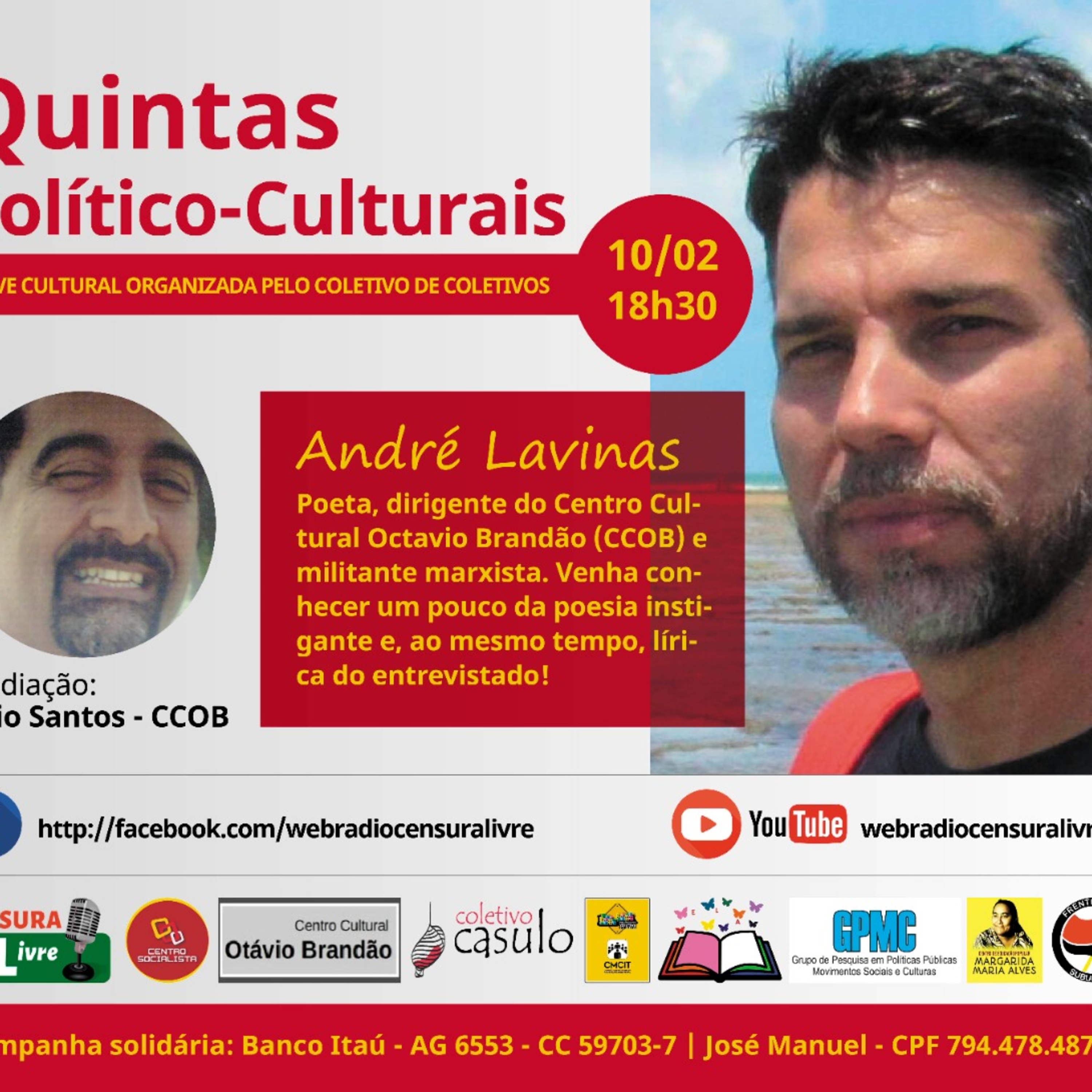 Quintas Político-Culturais | André Lavinas – Poeta, dirigente do CCOB e militante marxista 10/02 episode artwork