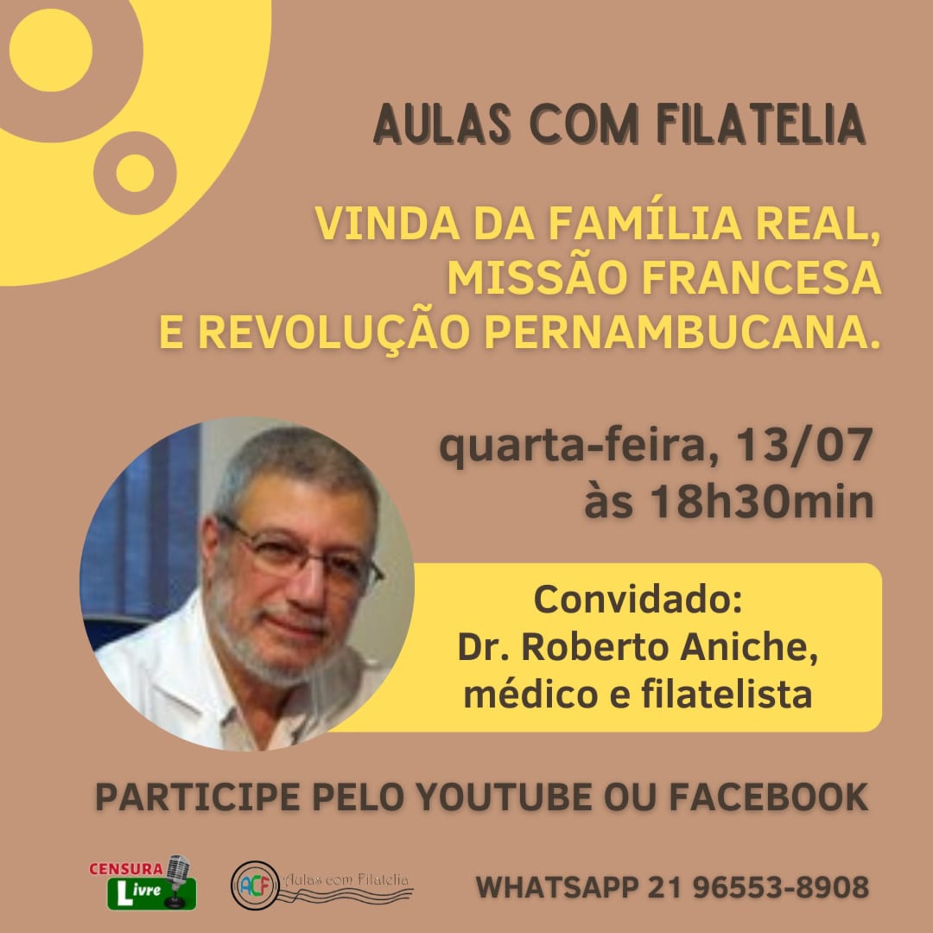 AO VIVO | AULAS COM FILATELIA: VINDA DA FAMÍLIA REAL, MISSÃO FRANCESA E REVOLUÇÃO PERNAMBUCANA (13/07) episode artwork