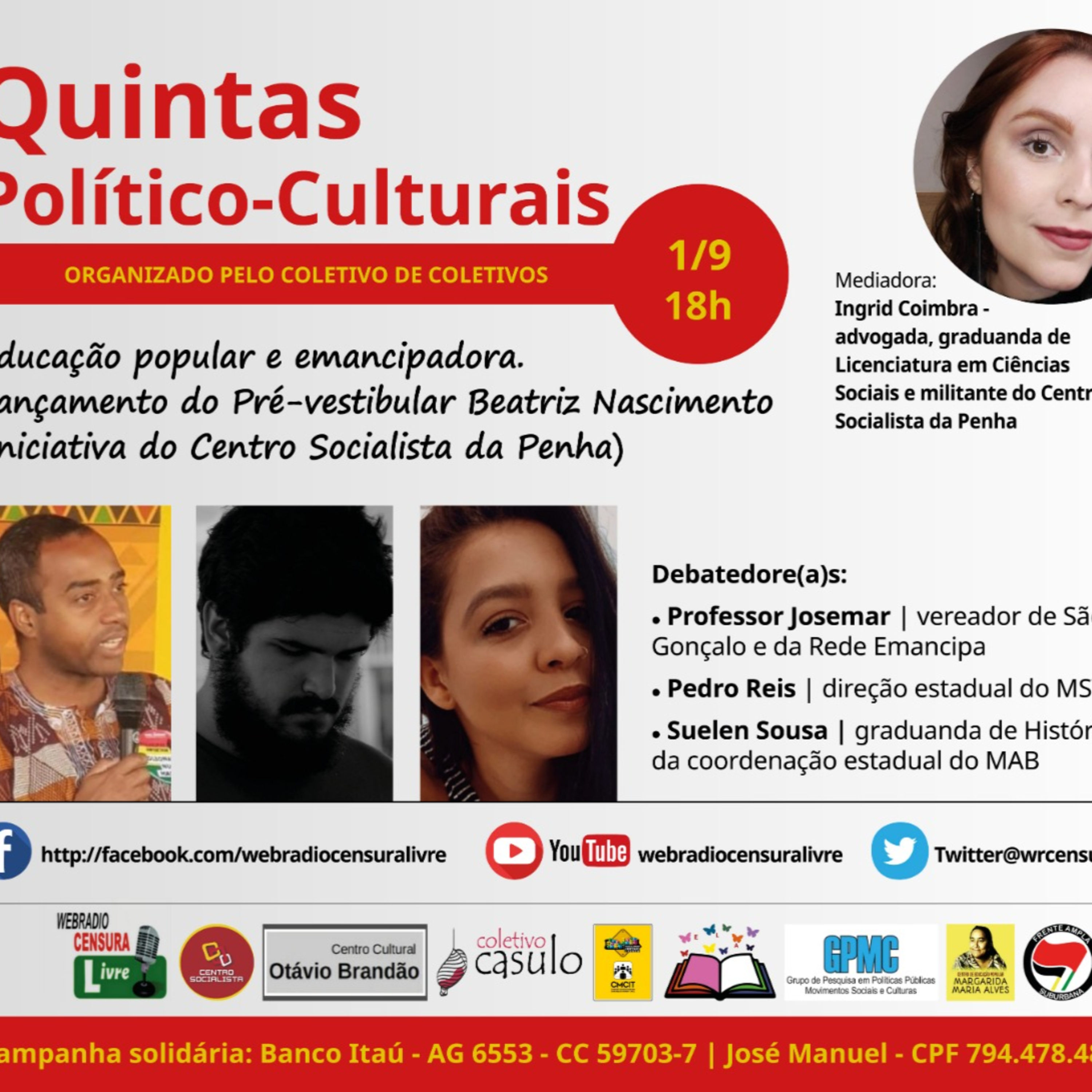 Quintas Político-Culturais - Educação popular e emancipadora. Lançamento do Pré-vestibular Beatriz Nascimento (01/09) episode artwork