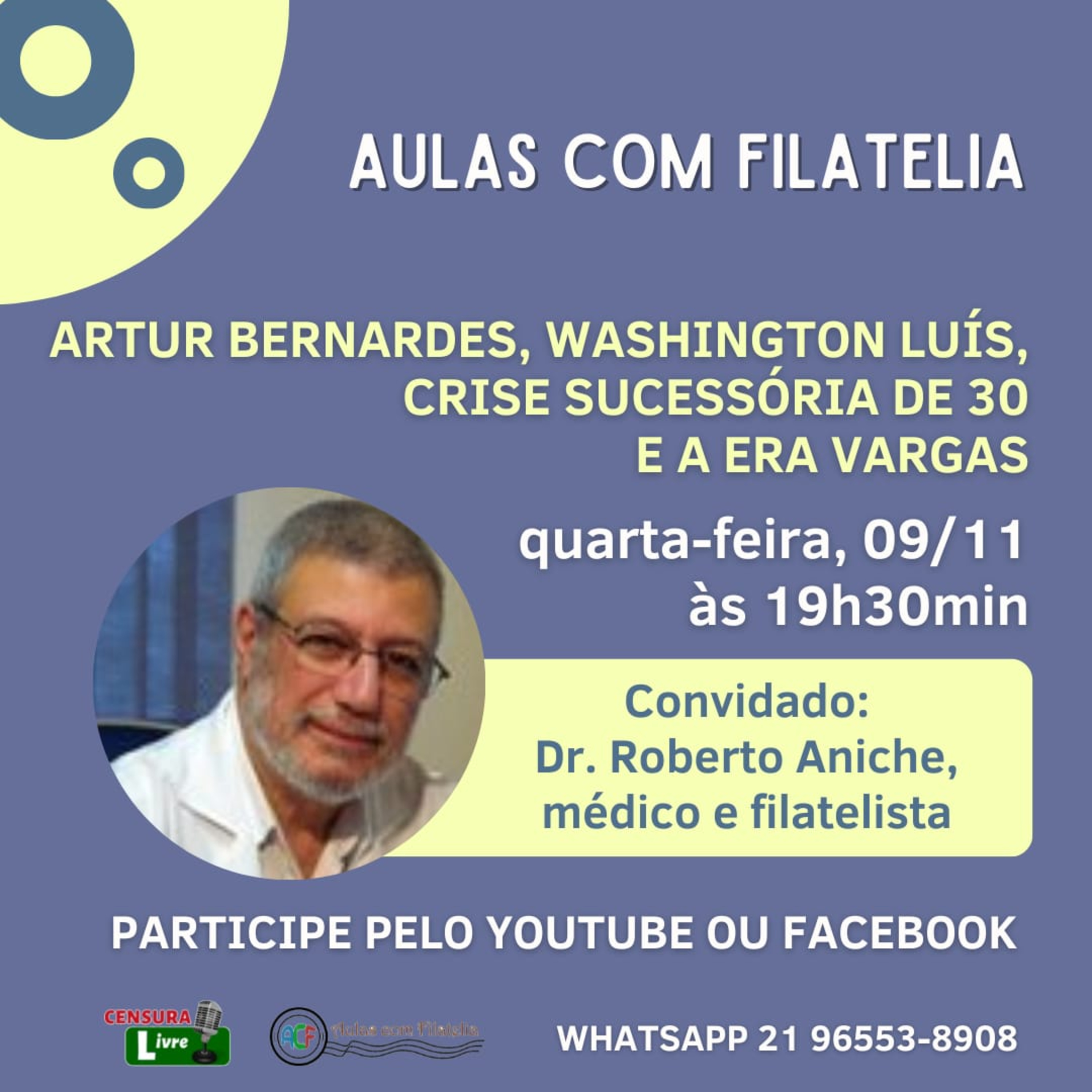AULAS COM FILATELIA | ARTUR BERNARDES, WASHINGTON LUÍS, CRISE SUCESSÓRIA DE 30 E A ERA VARGAS (09/11) episode artwork