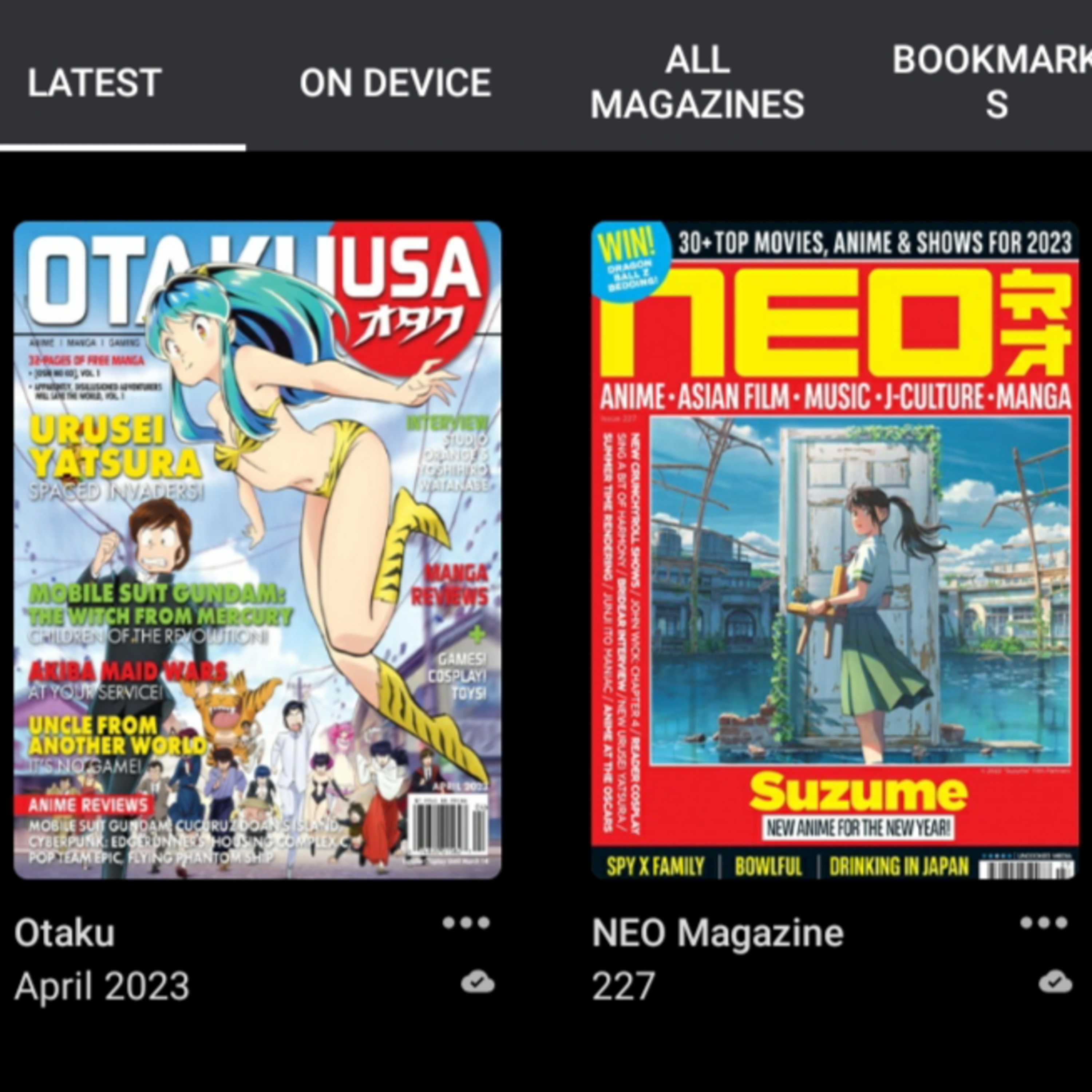Anime magazines OtakuUSA and Neo  episode artwork