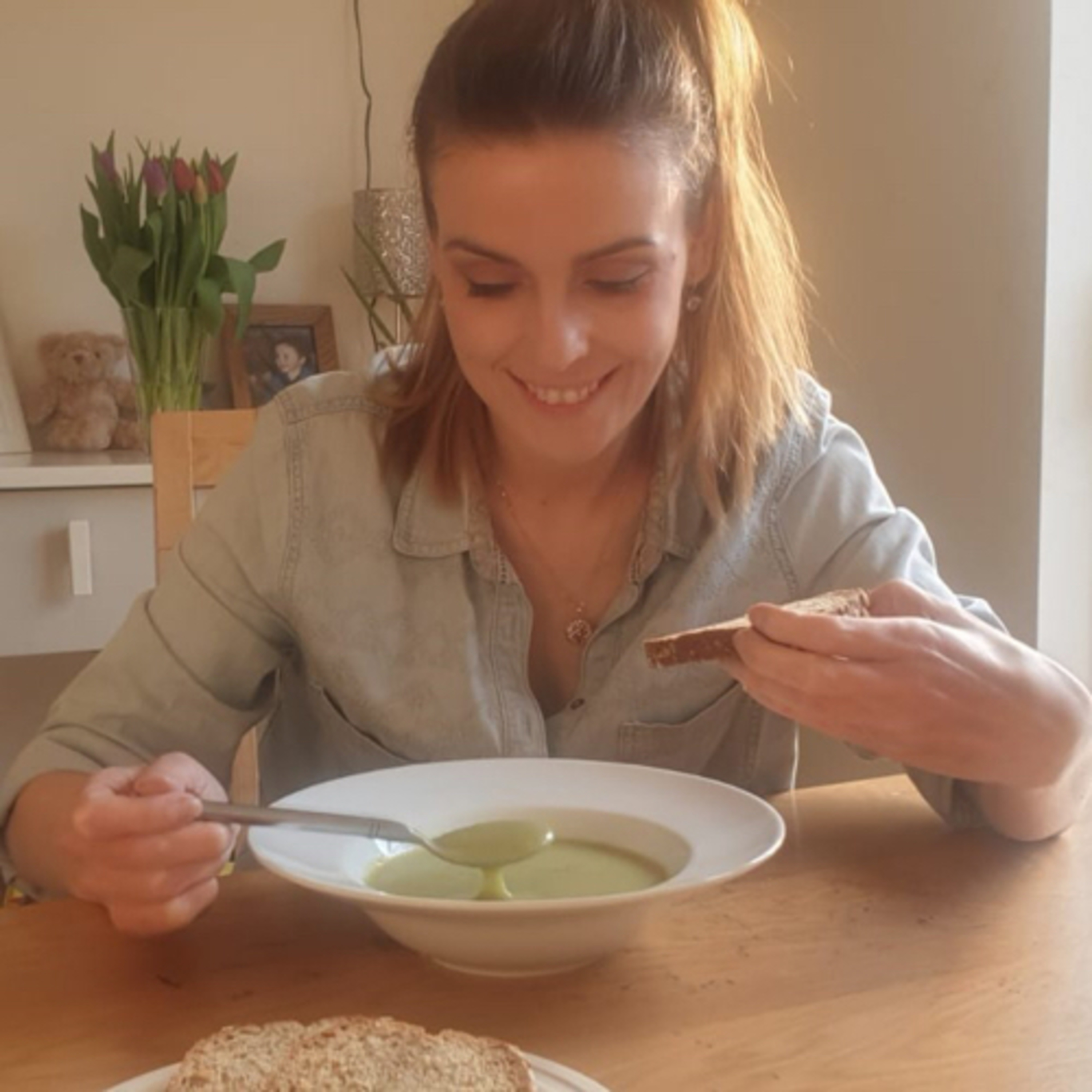 Broccoli soup with Mairead.