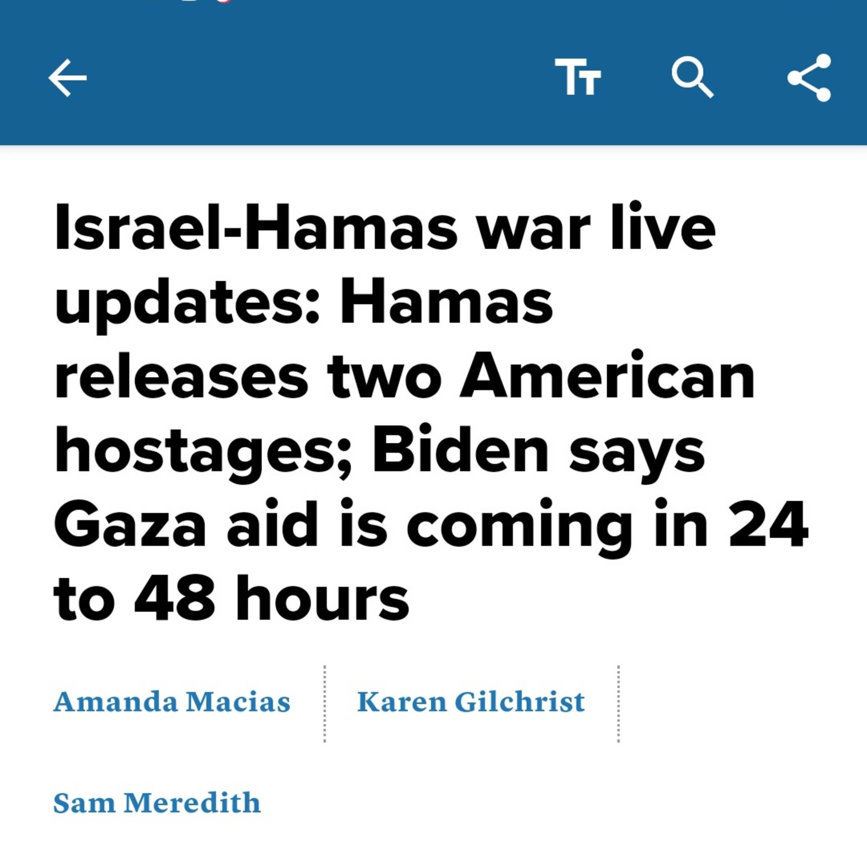 Hamas has released 2 American hostages "for humanitarian reasons"  episode artwork