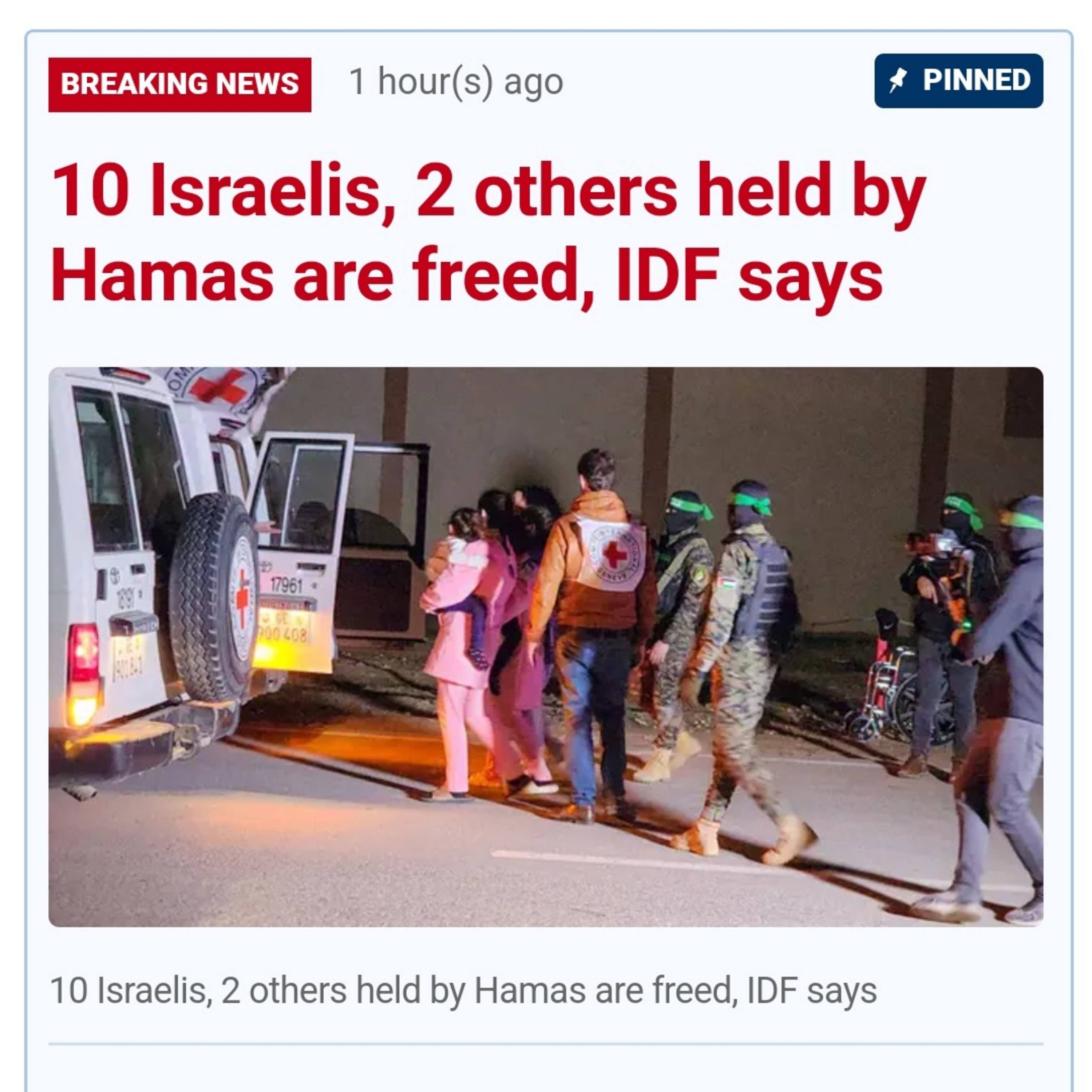 Hamas released 12 hostages and Israel released 30 Palestinian prisoners  episode artwork