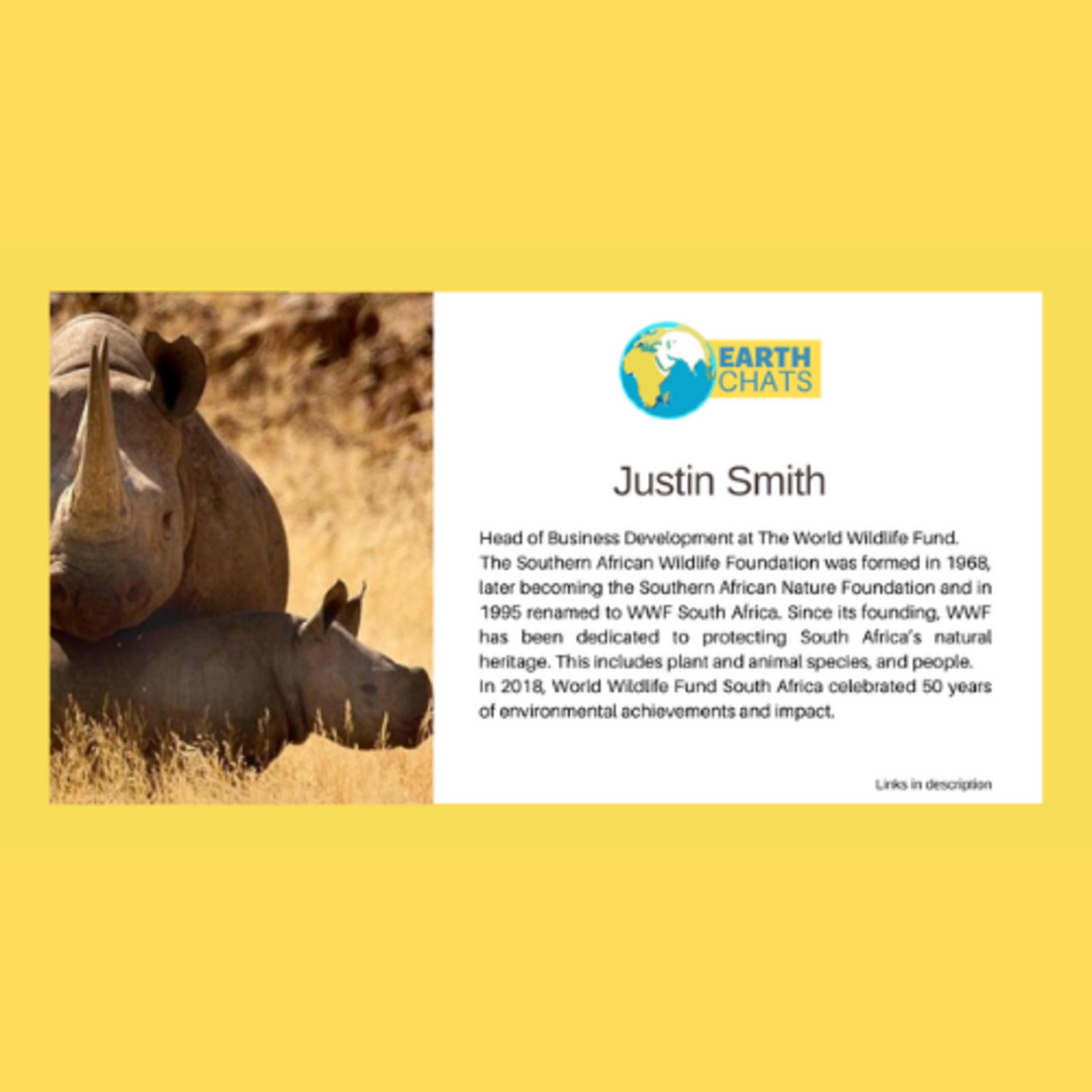 An Interview with Justin Smith, Head of Business Development at the WORLD WILDLIFE FUND, South Africa
