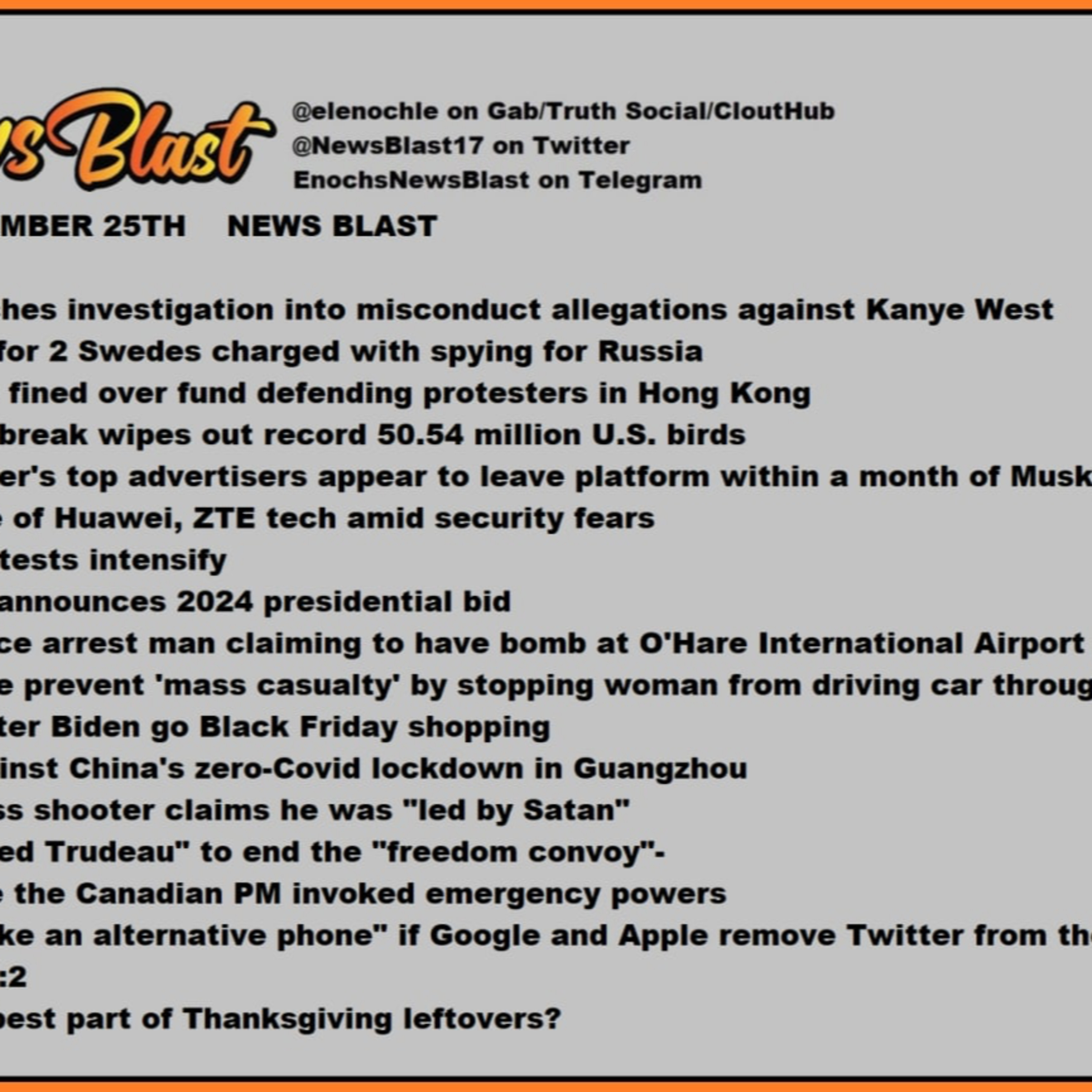 Friday, November 25, 2022 News Blast episode artwork