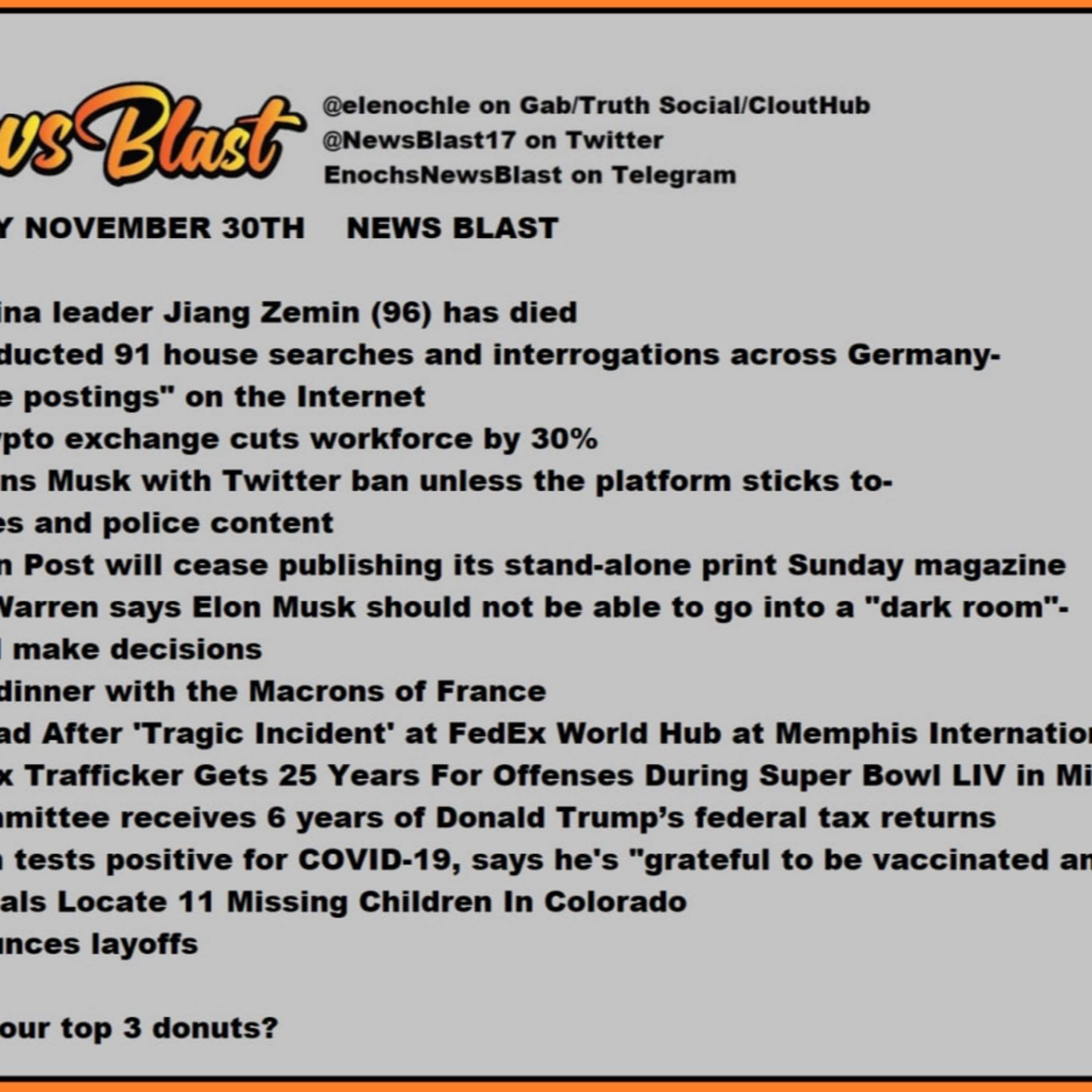 Wednesday, November 30, 2022 News Blast episode artwork