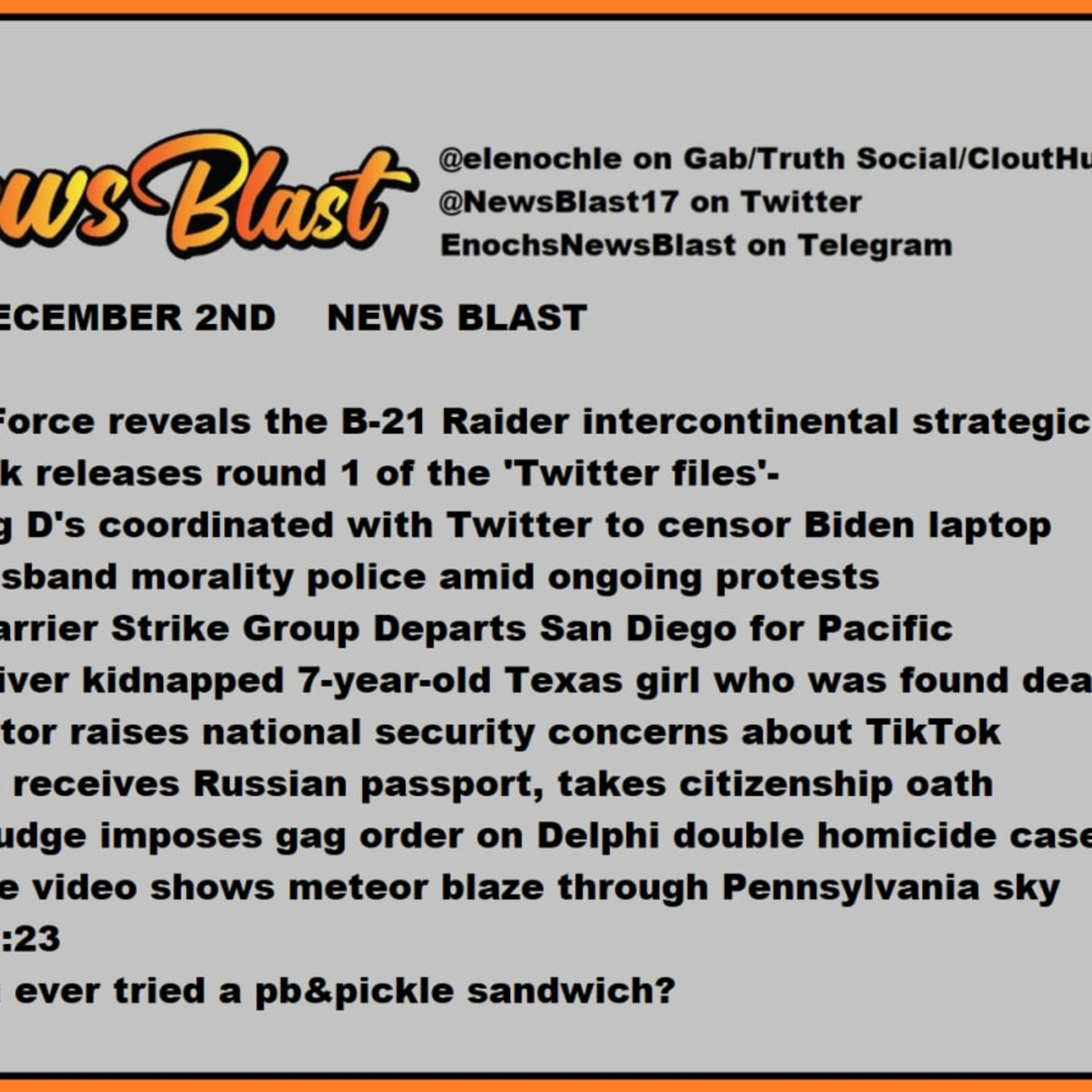 Friday, December 2, 2022 News Blast episode artwork