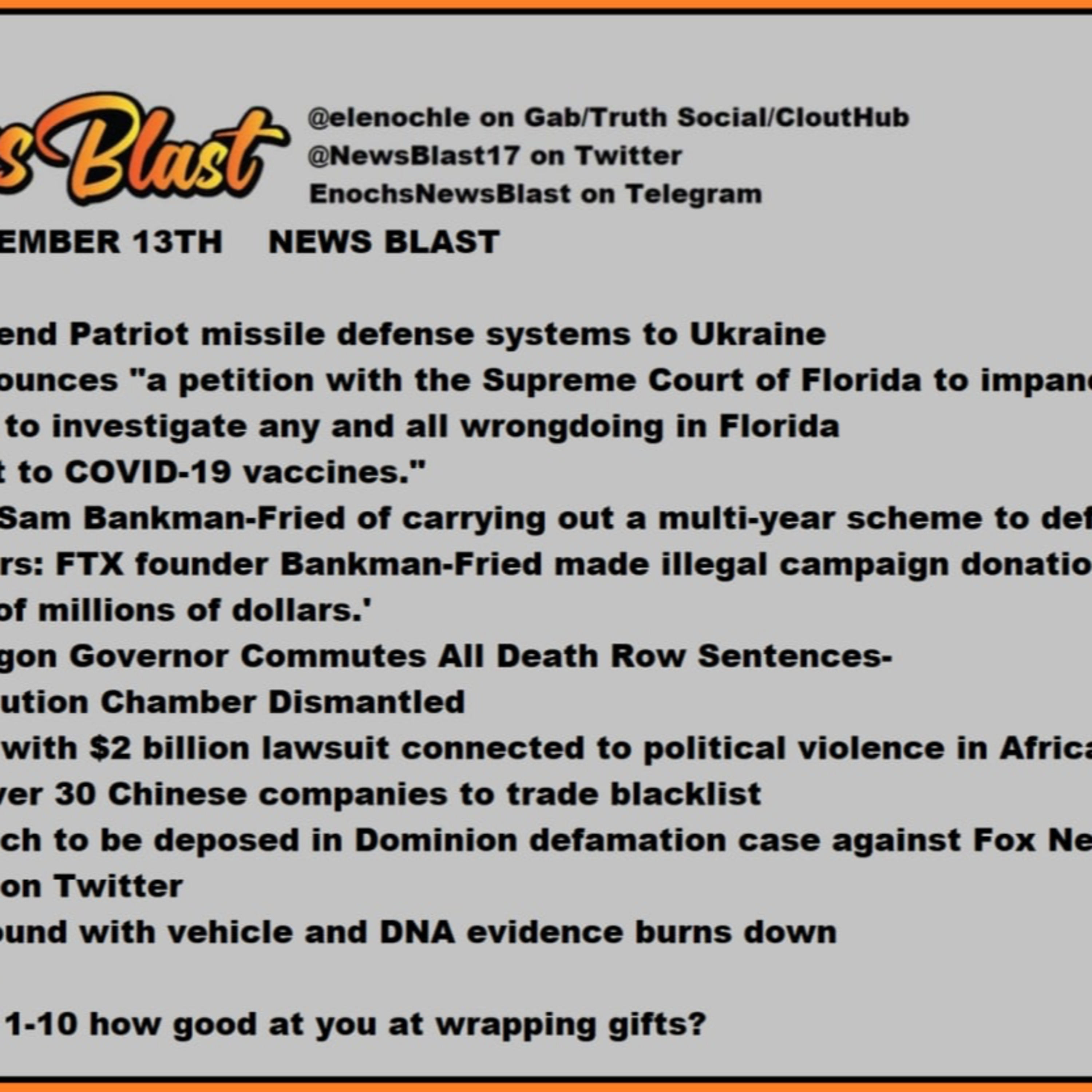 Tuesday, December 13, 2022 News Blast episode artwork