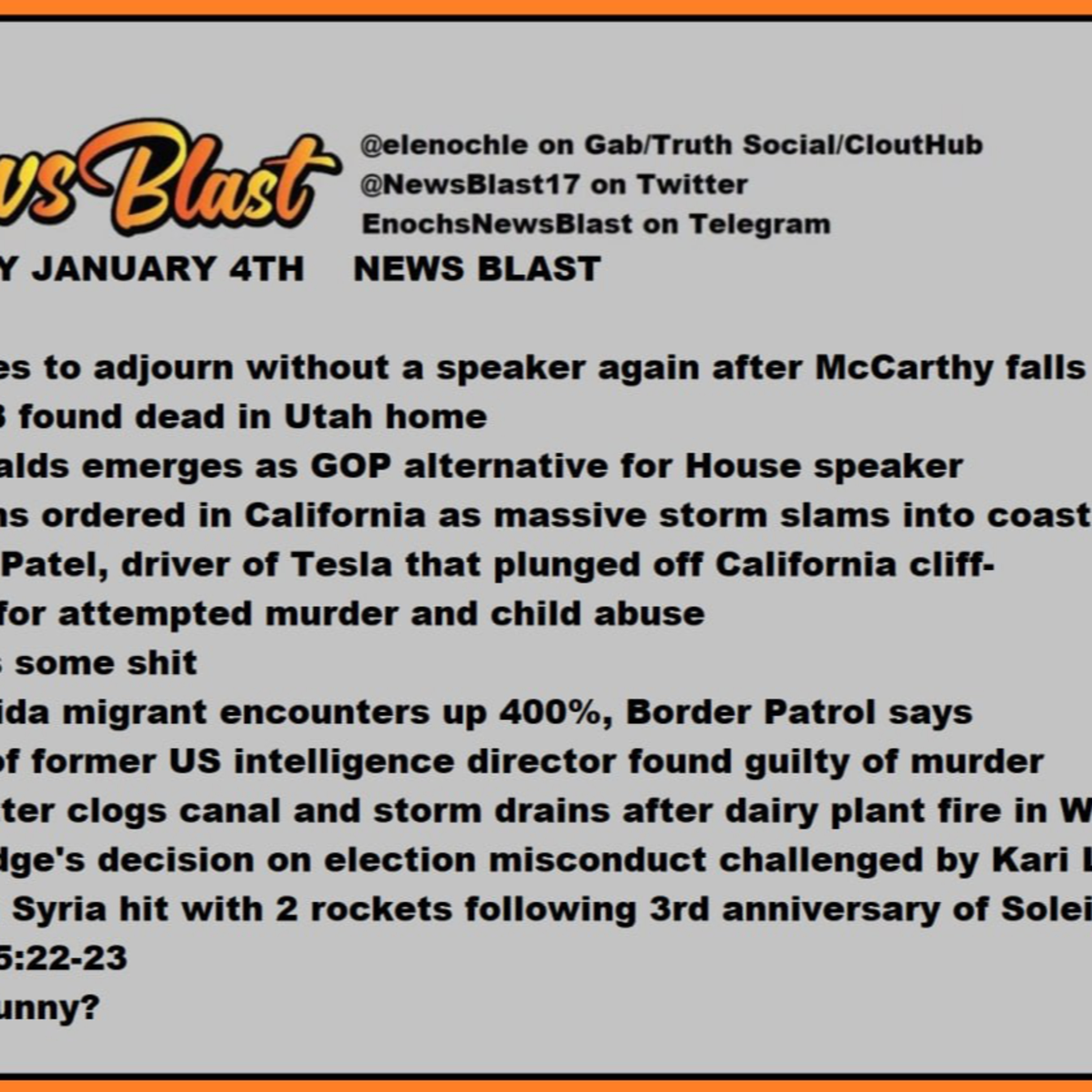 Wednesday, January 4, 2023 News Blast episode artwork