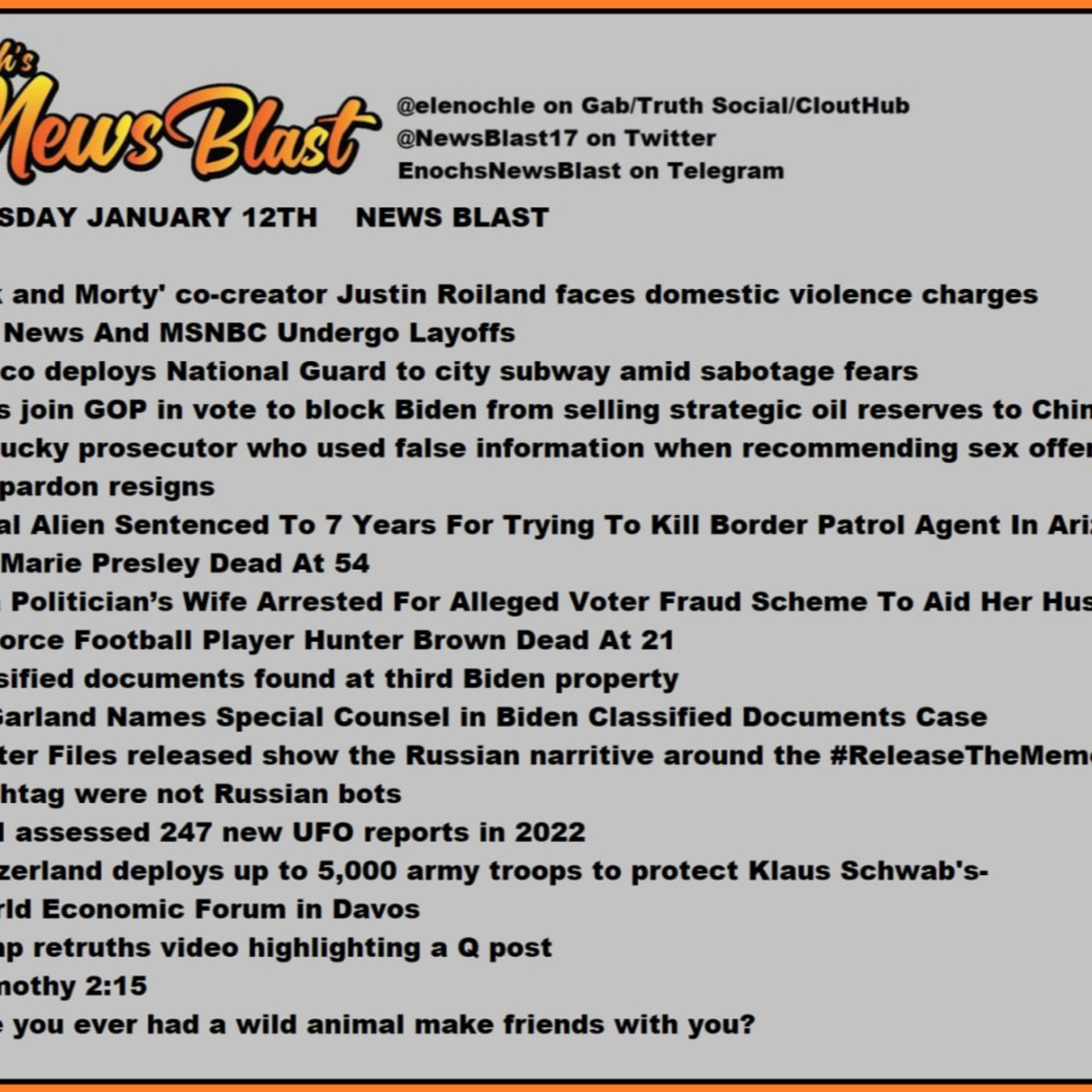 Thursday, January 12, 2023 News Blast episode artwork