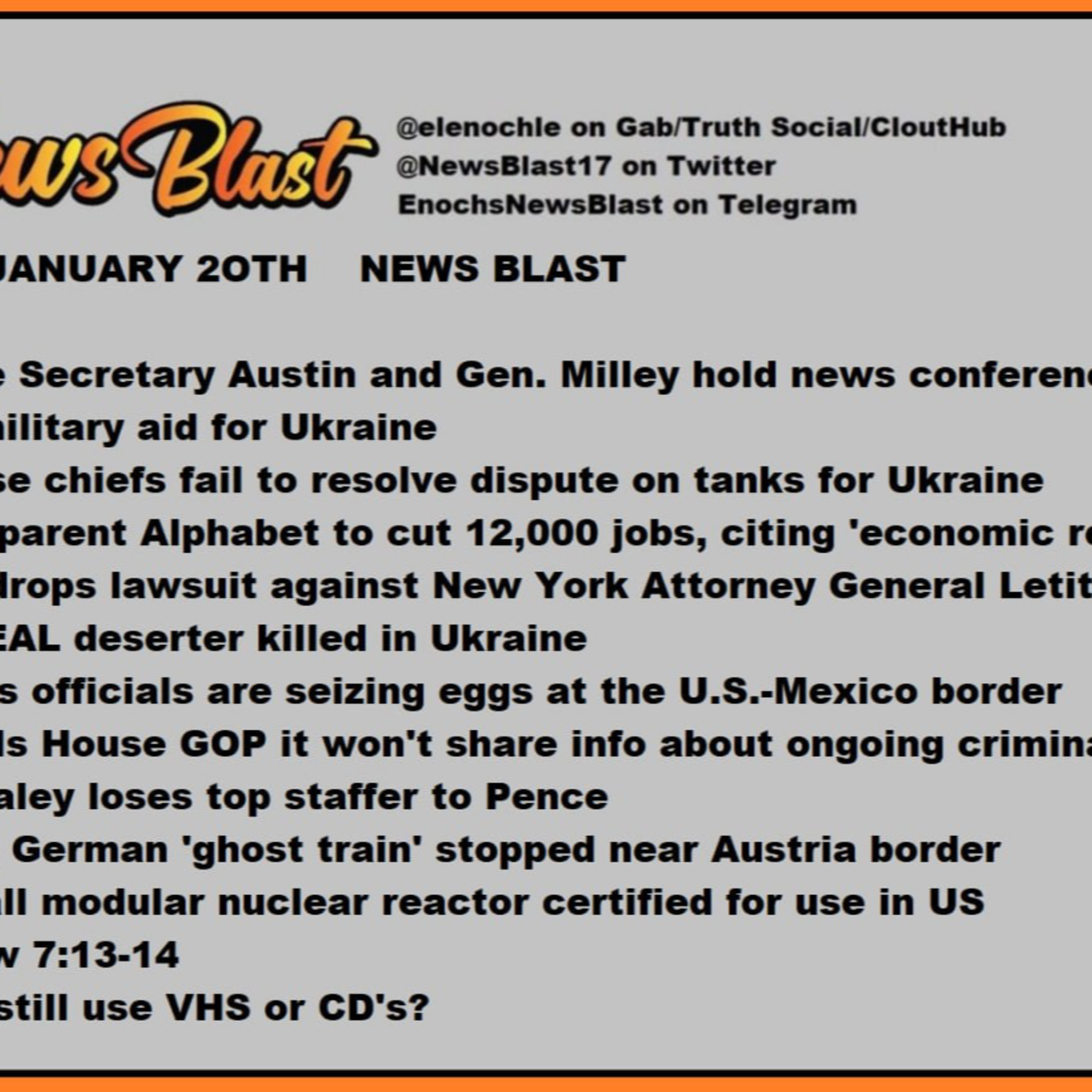 Friday, January 20, 2023 News Blast episode artwork