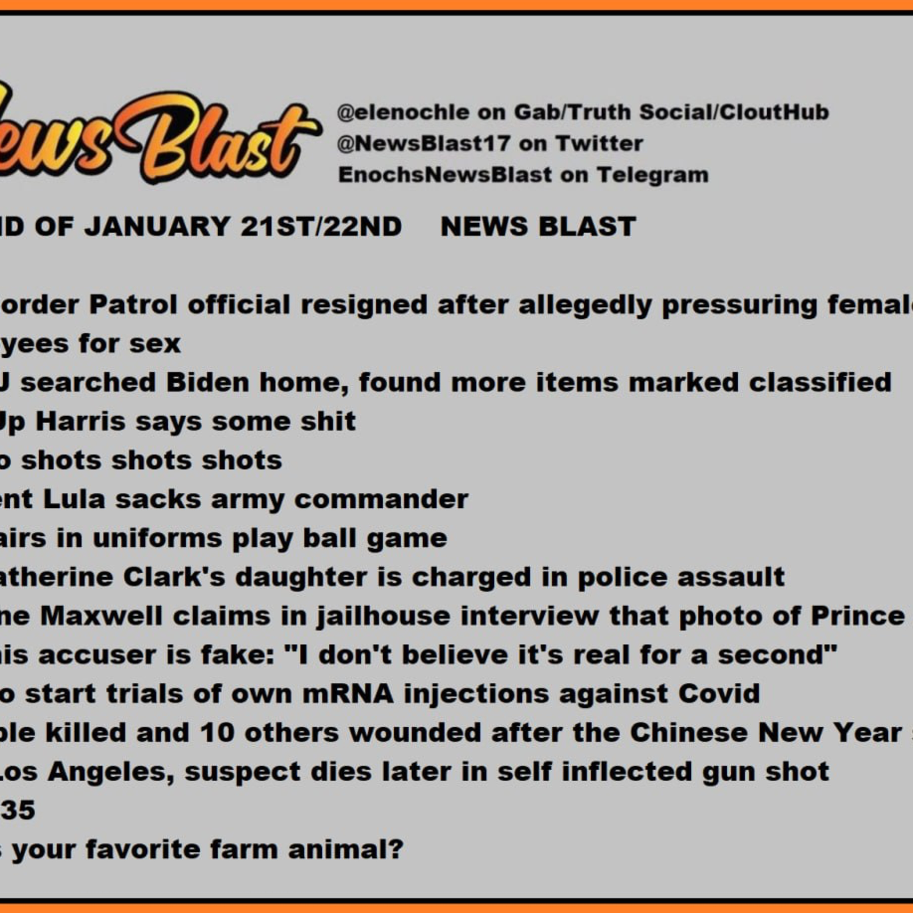 Weekend of January 21/22, 2023 News Blast  episode artwork