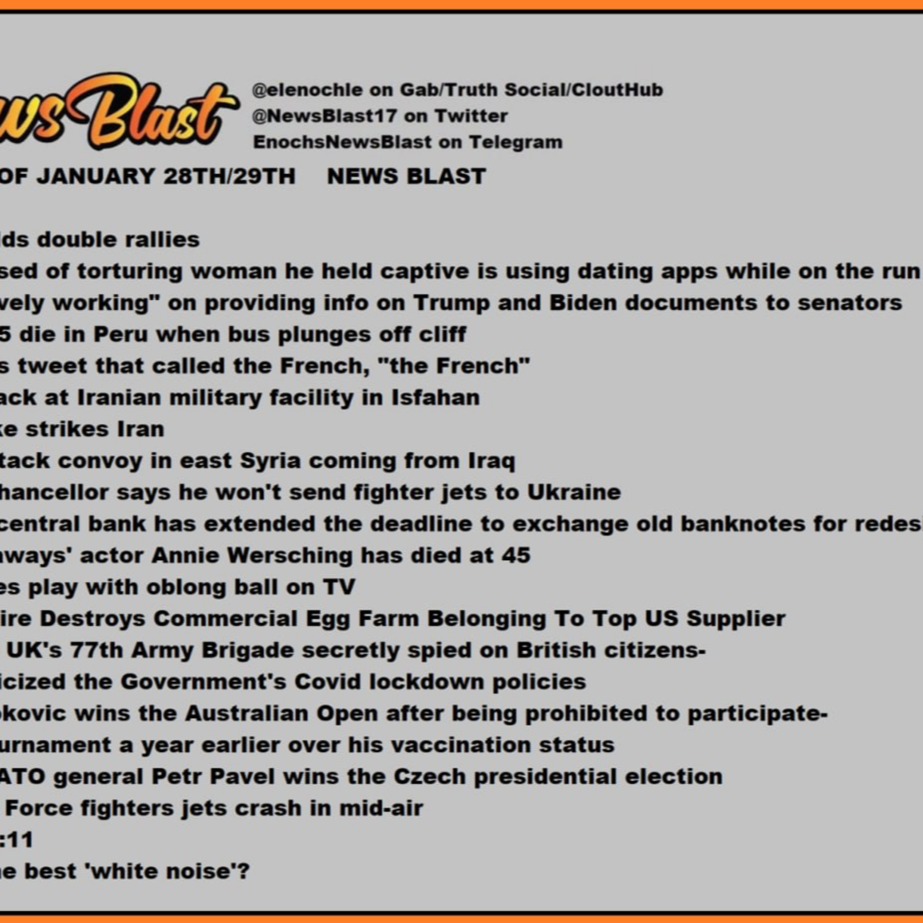 Weekend of January 28/29, 2023. News Blast  episode artwork