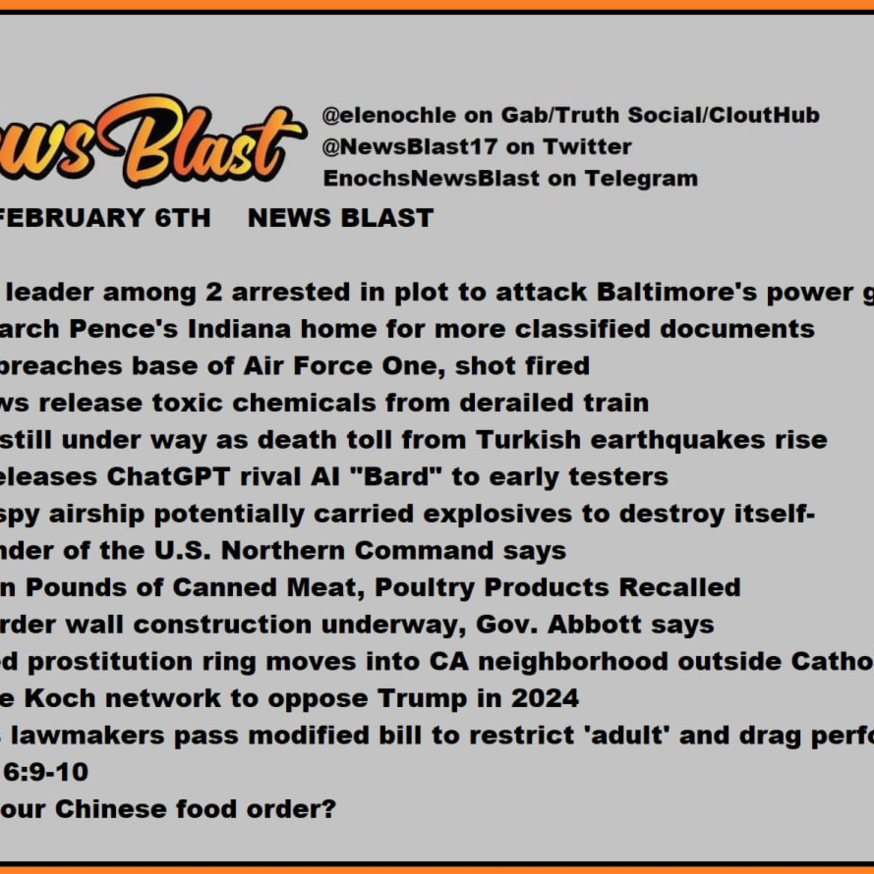 Monday, February 6, 2023 News Blast episode artwork