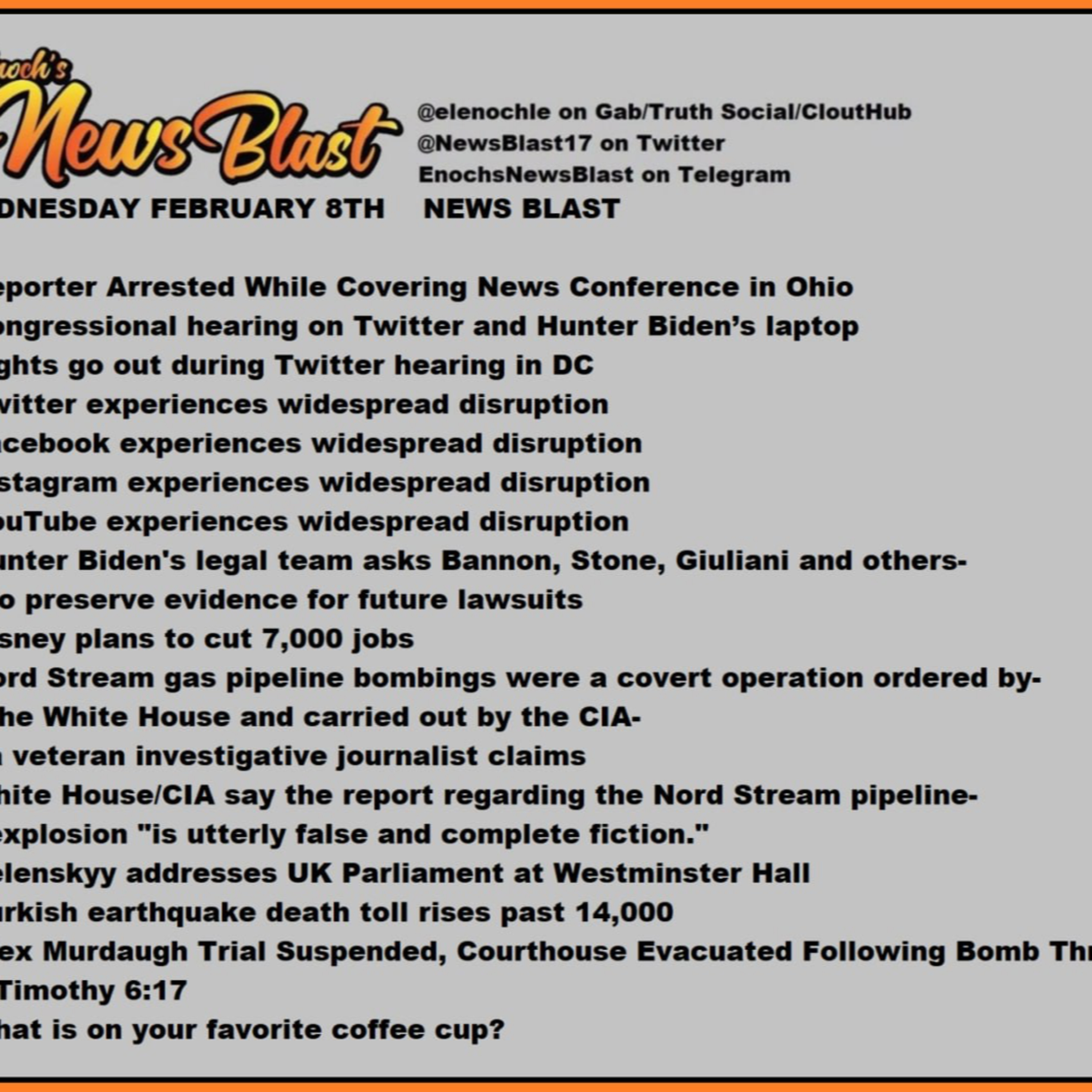 Wednesday, February 8, 2023 News Blast episode artwork