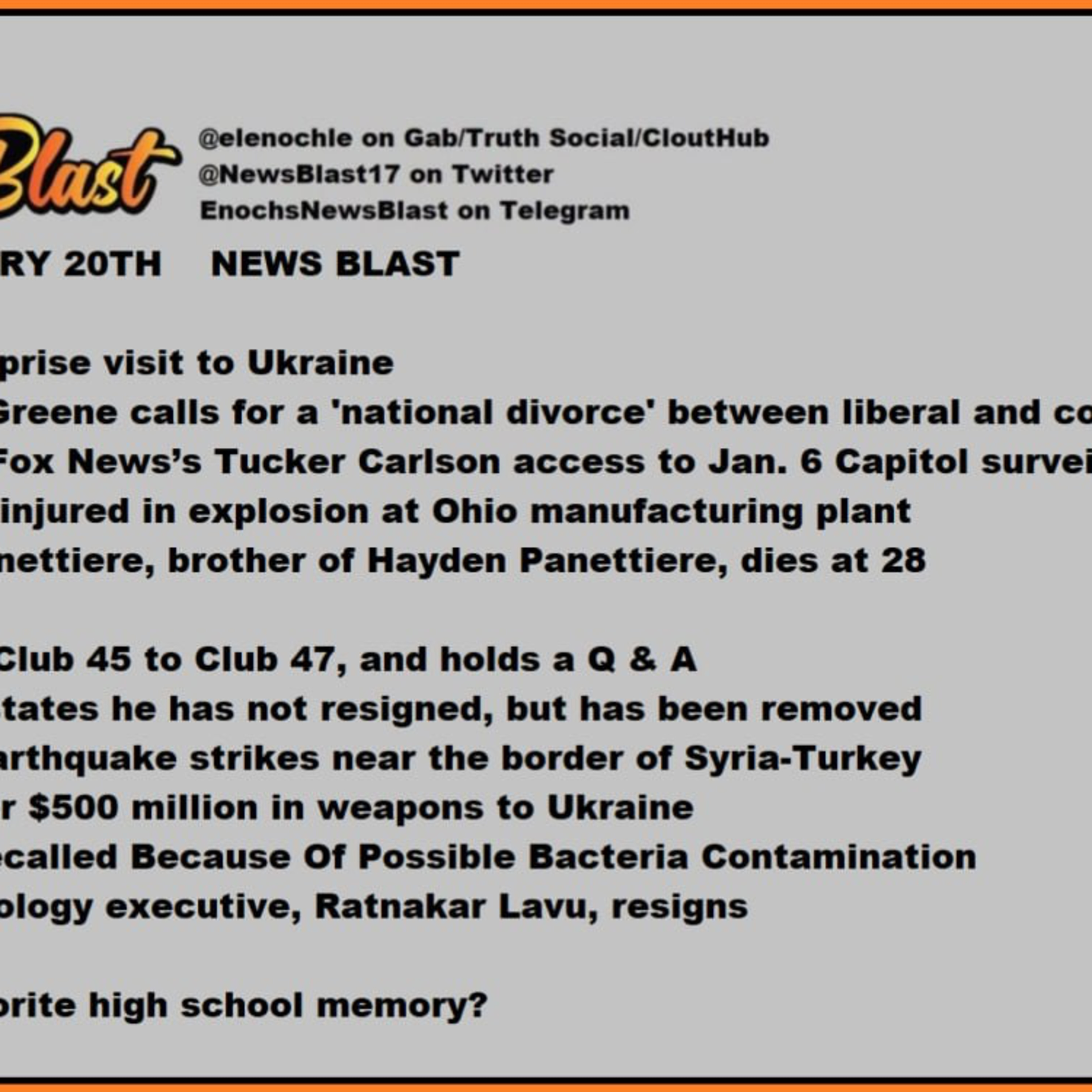 Monday, February 20, 2023 News Blast episode artwork