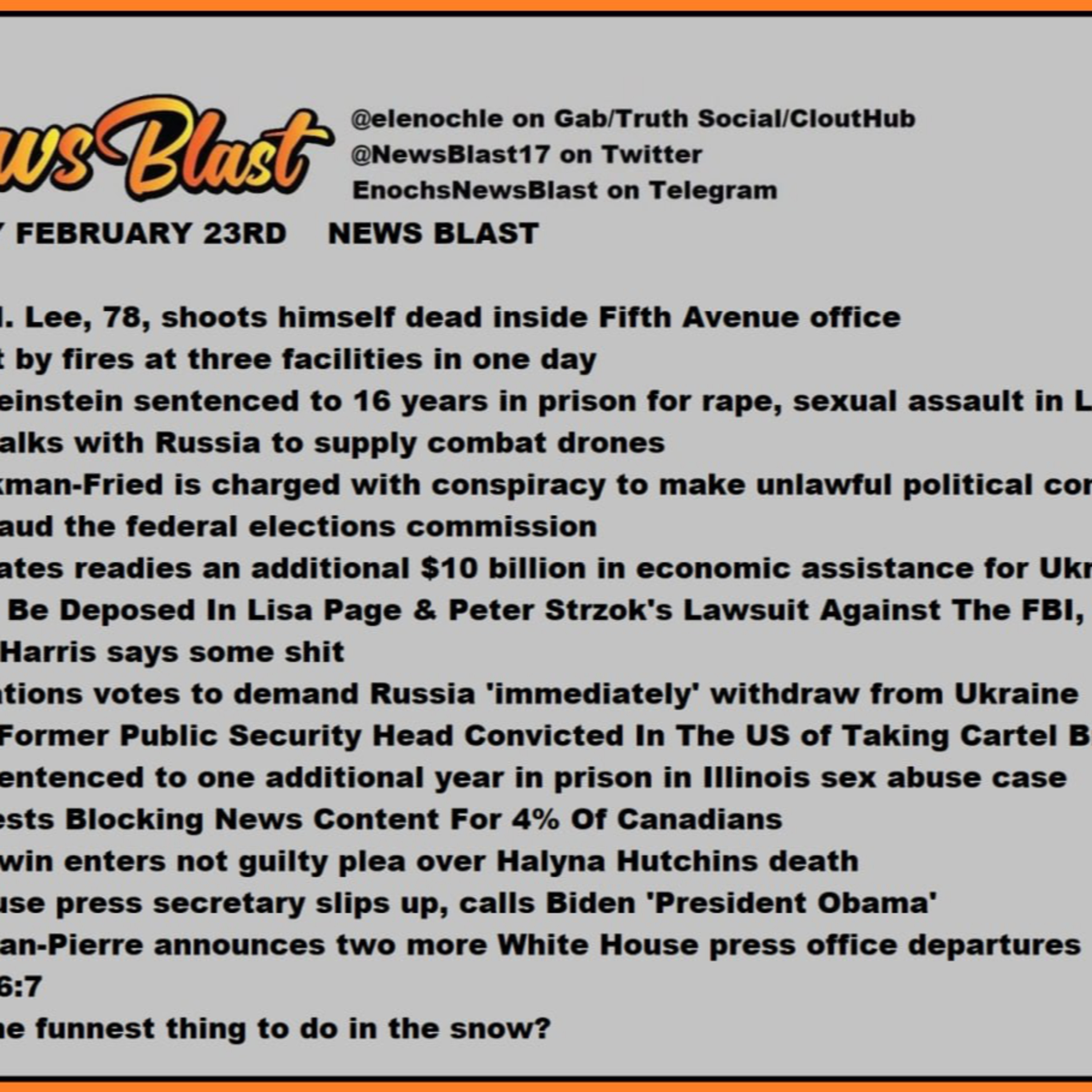 Thursday, February 23, 2023 News Blast.  episode artwork