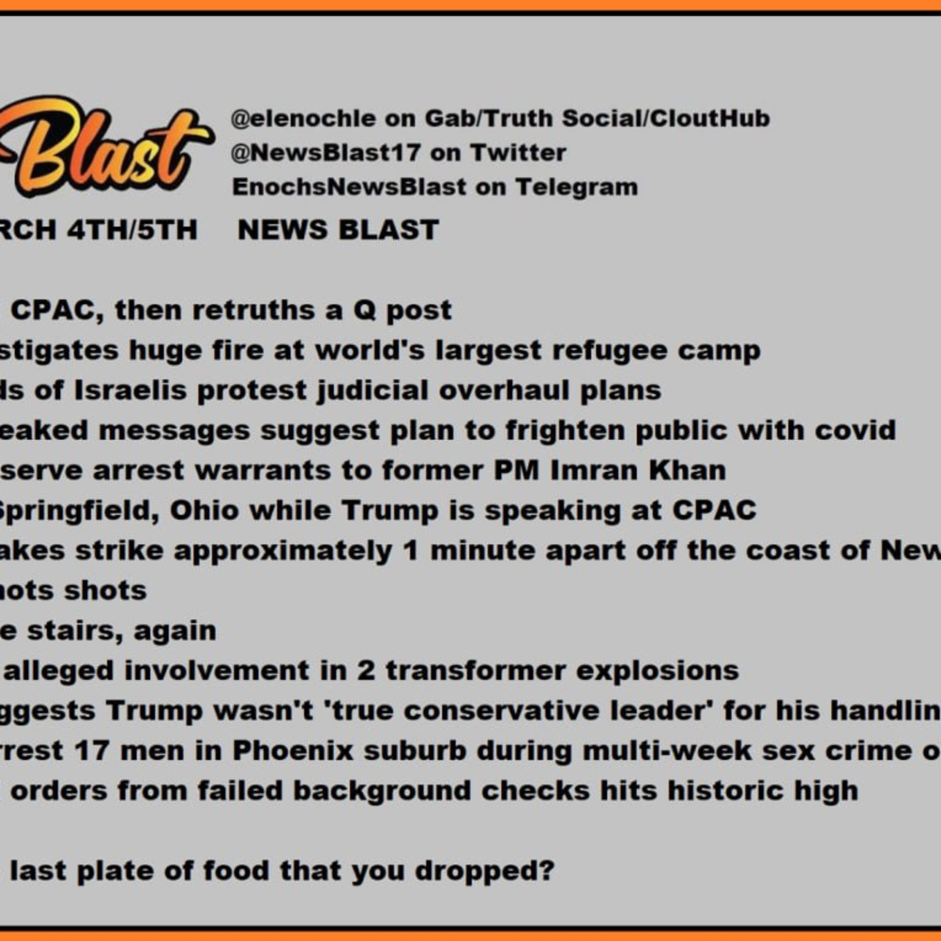 Weekend of March 4/5 , 2023 News Blast. episode artwork