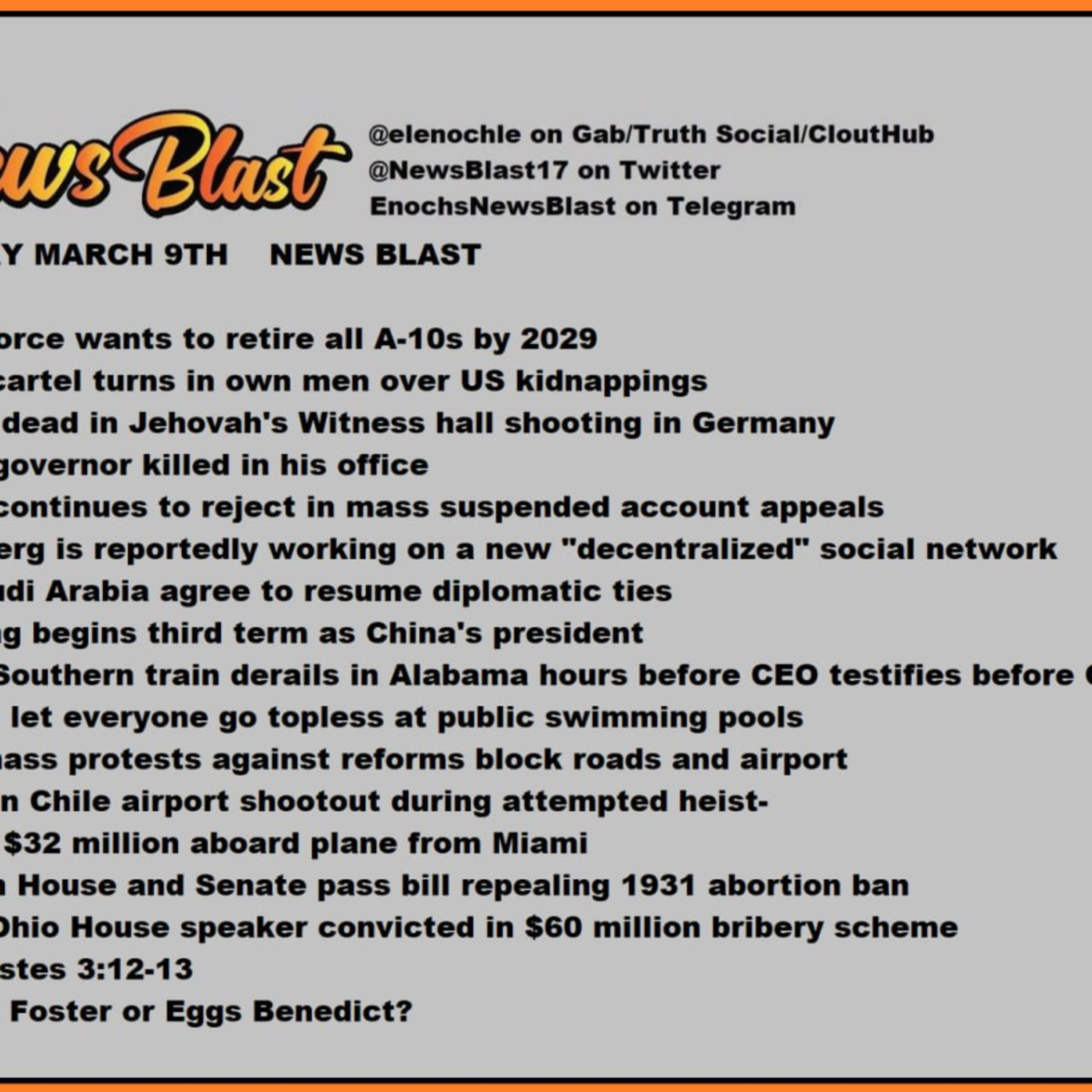 Thursday, March 9, 2023 News Blast episode artwork