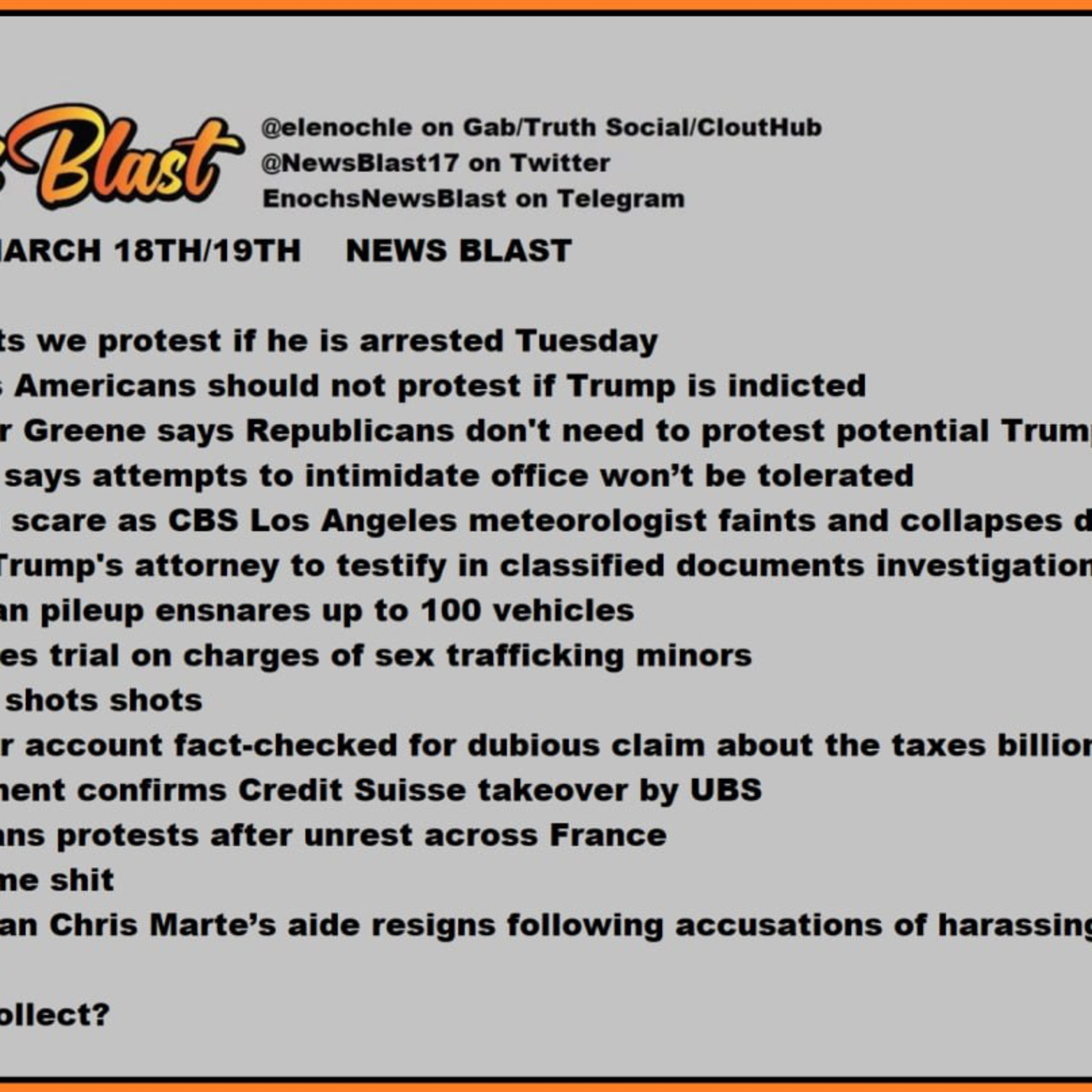 Weekend of March 18/19, 2023 News Blast  episode artwork