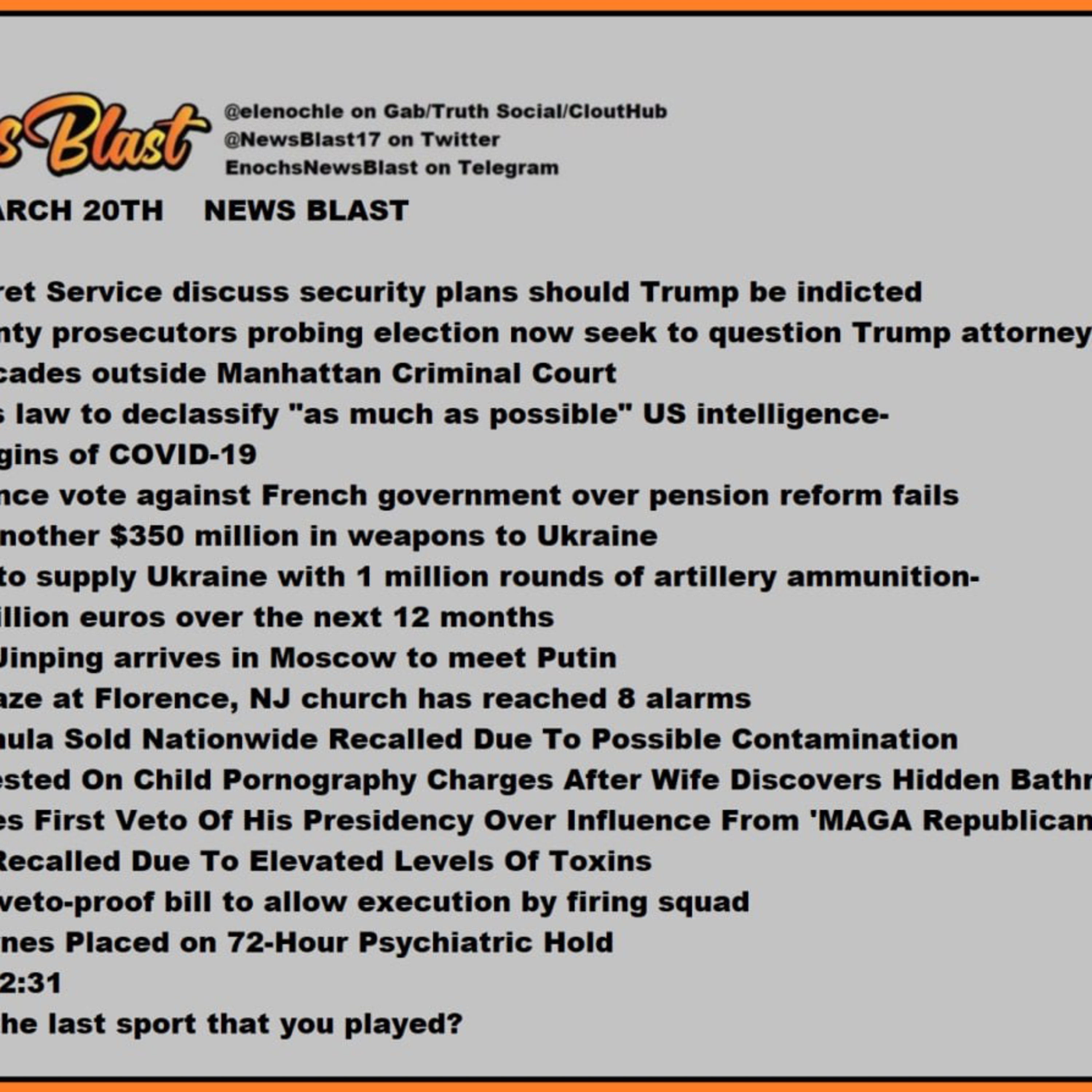 Monday, March 20, 2023 News Blast episode artwork