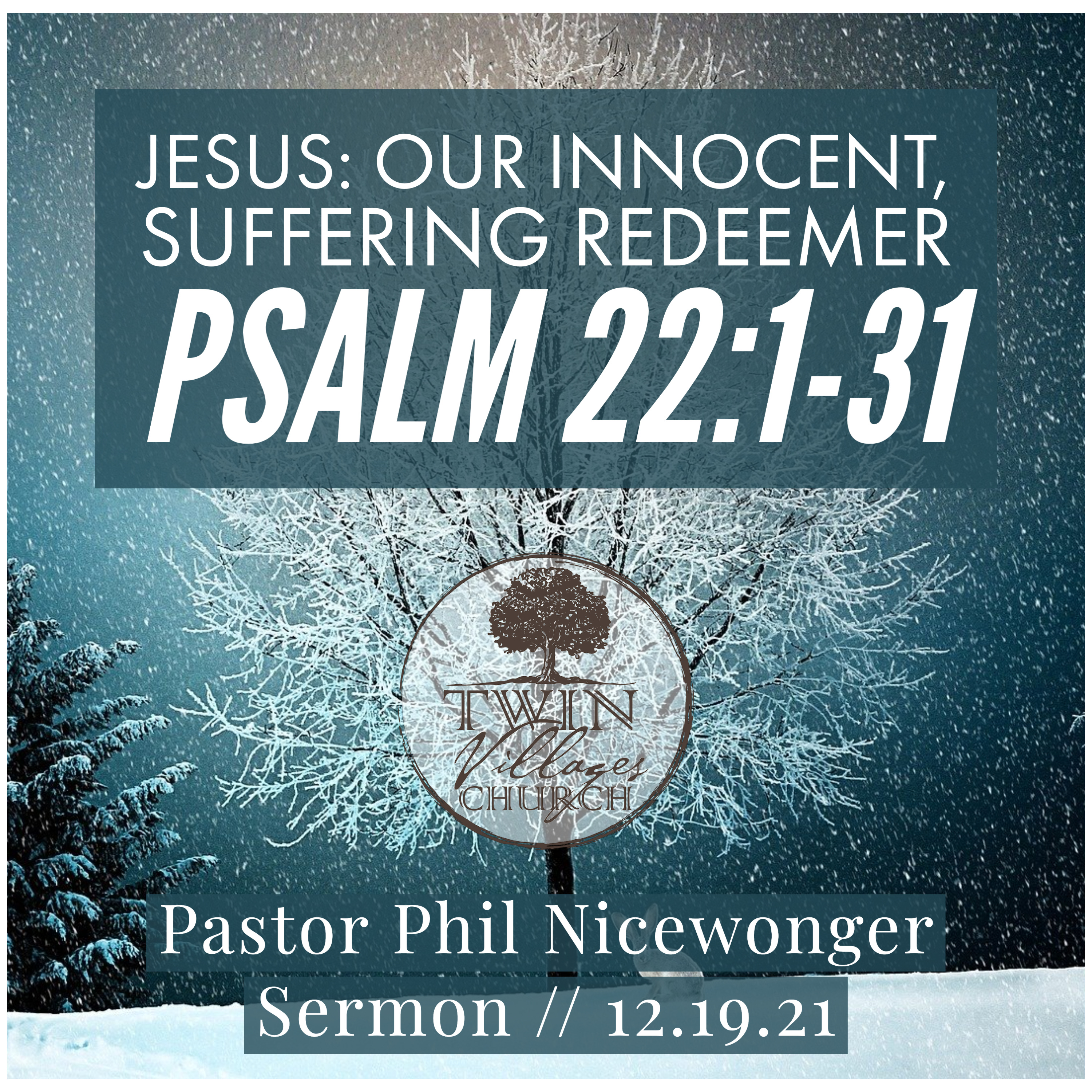 “Jesus: Our Innocent, Suffering Redeemer” // Psalm 22:1-31 // Phil Nicewonger // 12.19.21 episode artwork