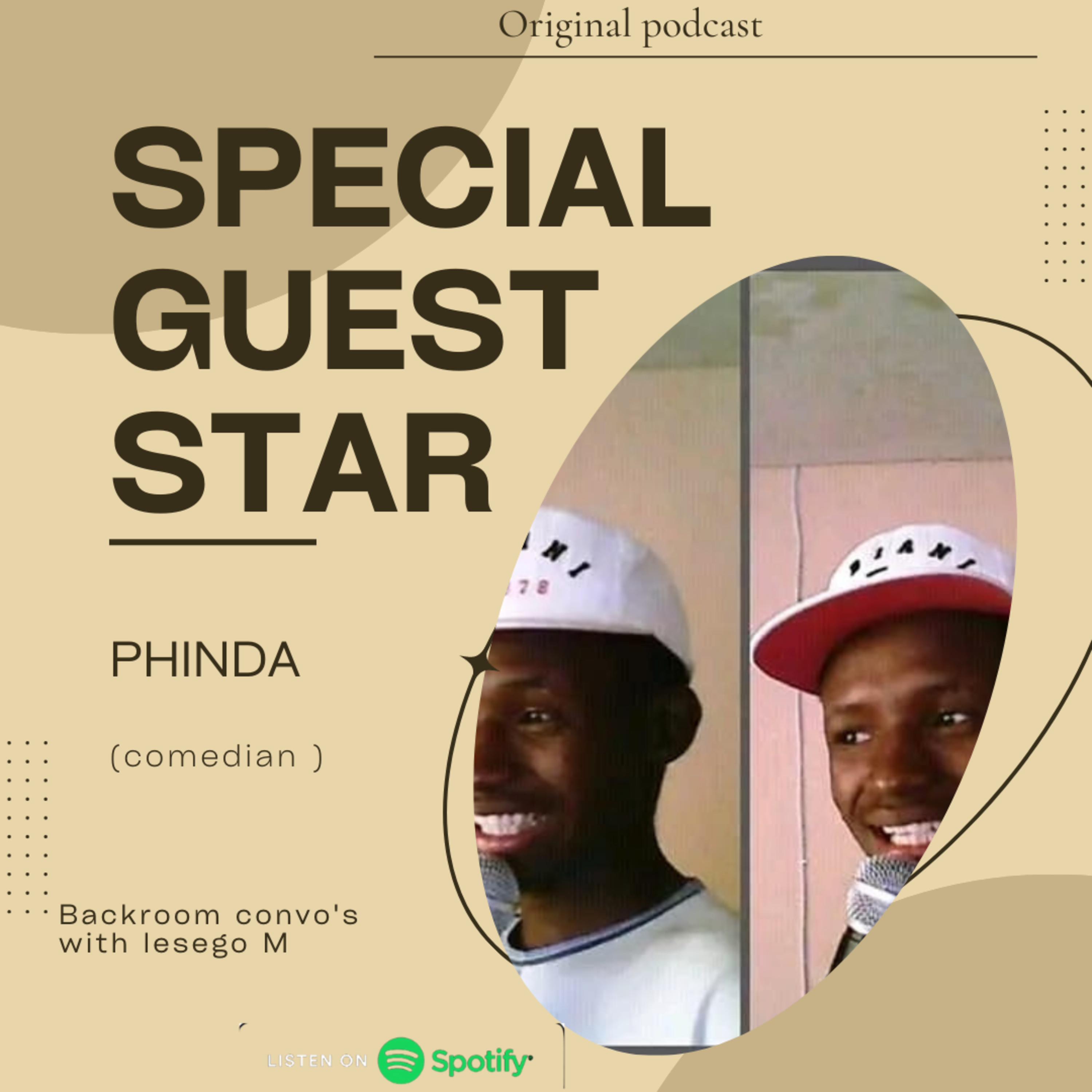 Episode 3 with Phinda the comedian, upbringing, being a role model, business idea, Leon Schuster episode artwork