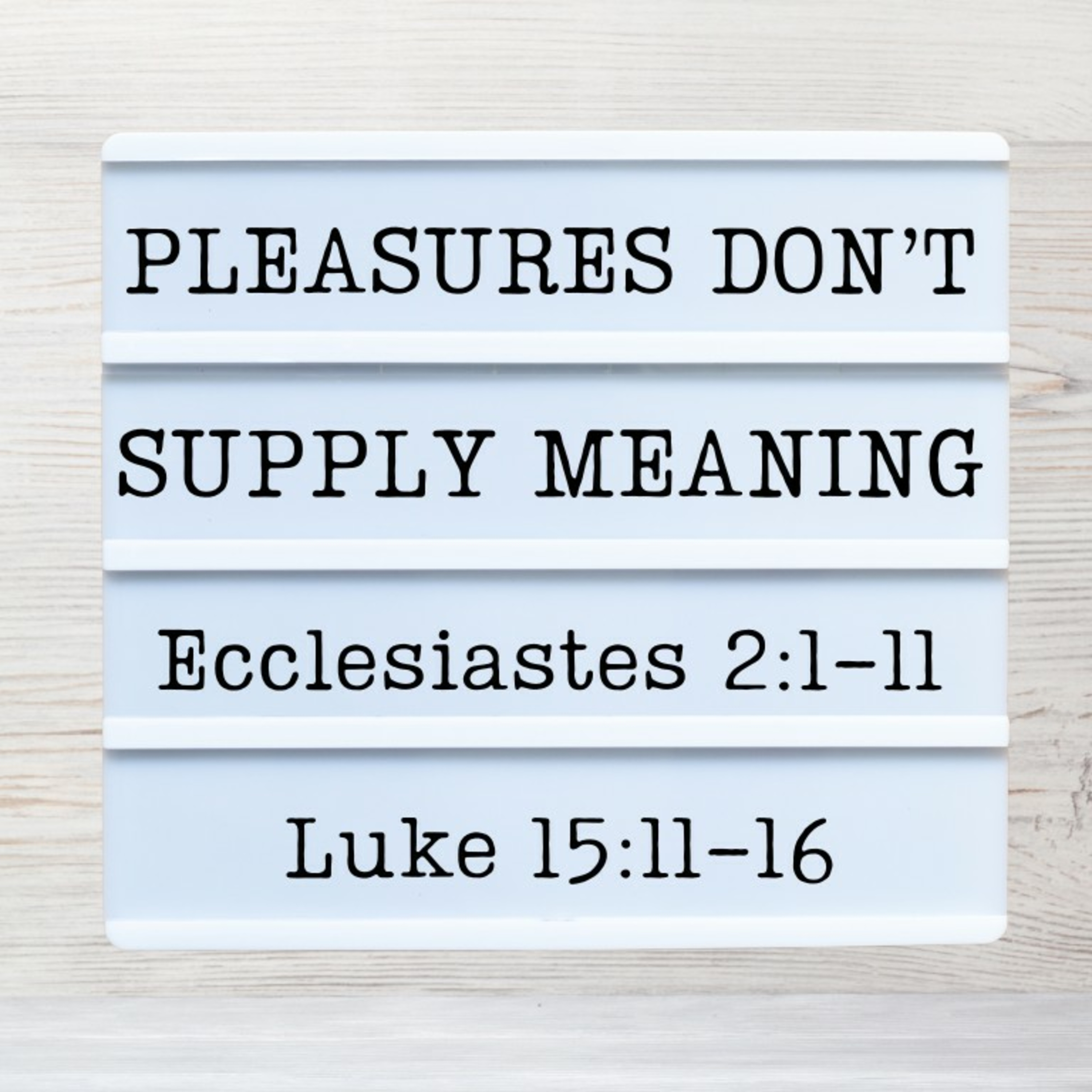 Sermon - Pleasures Don't Supply Meaning - Ecclesiastes 2:1-11 & Luke 15:1-16 episode artwork