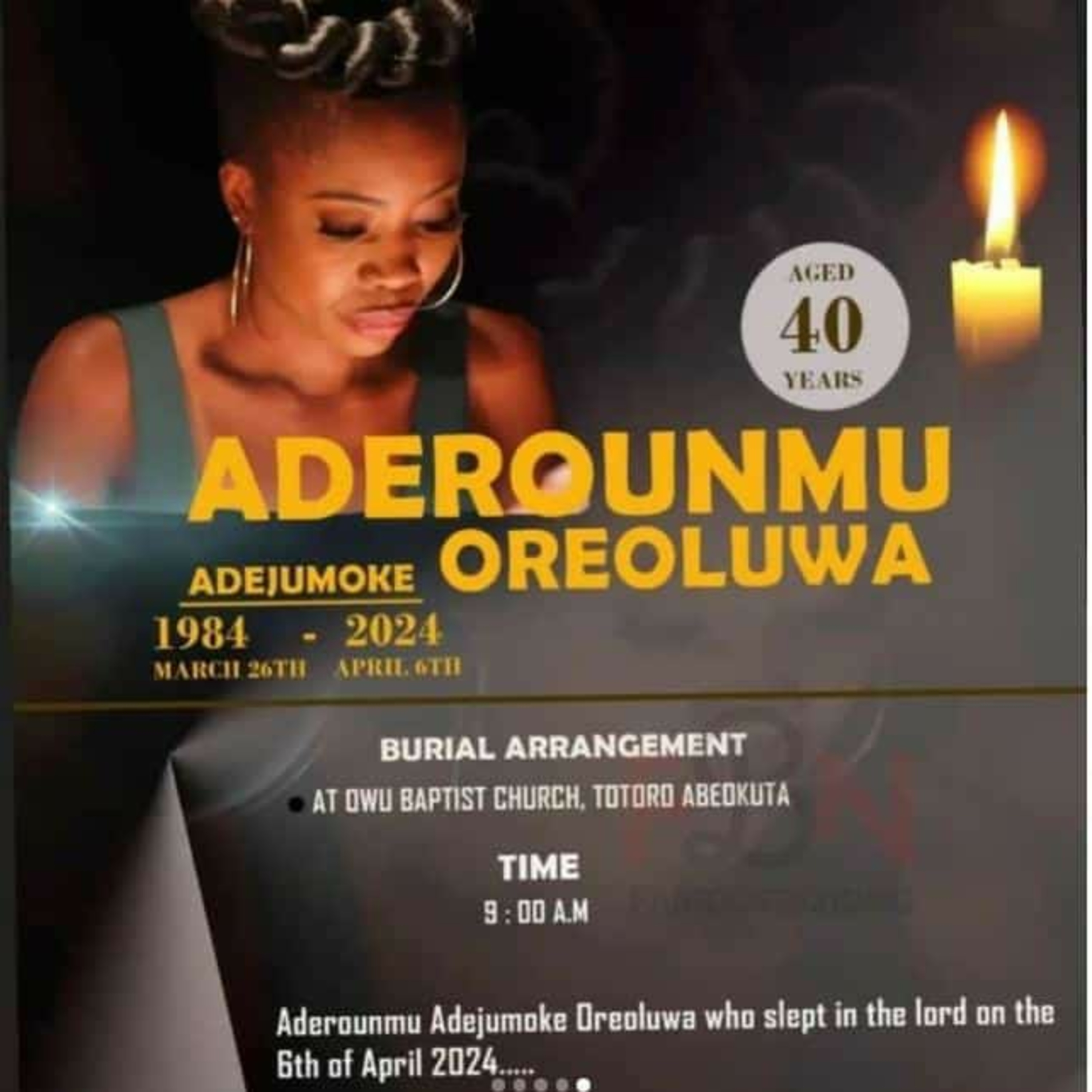 Actress Aderounmu Adejumoke reportedly passes away. episode artwork