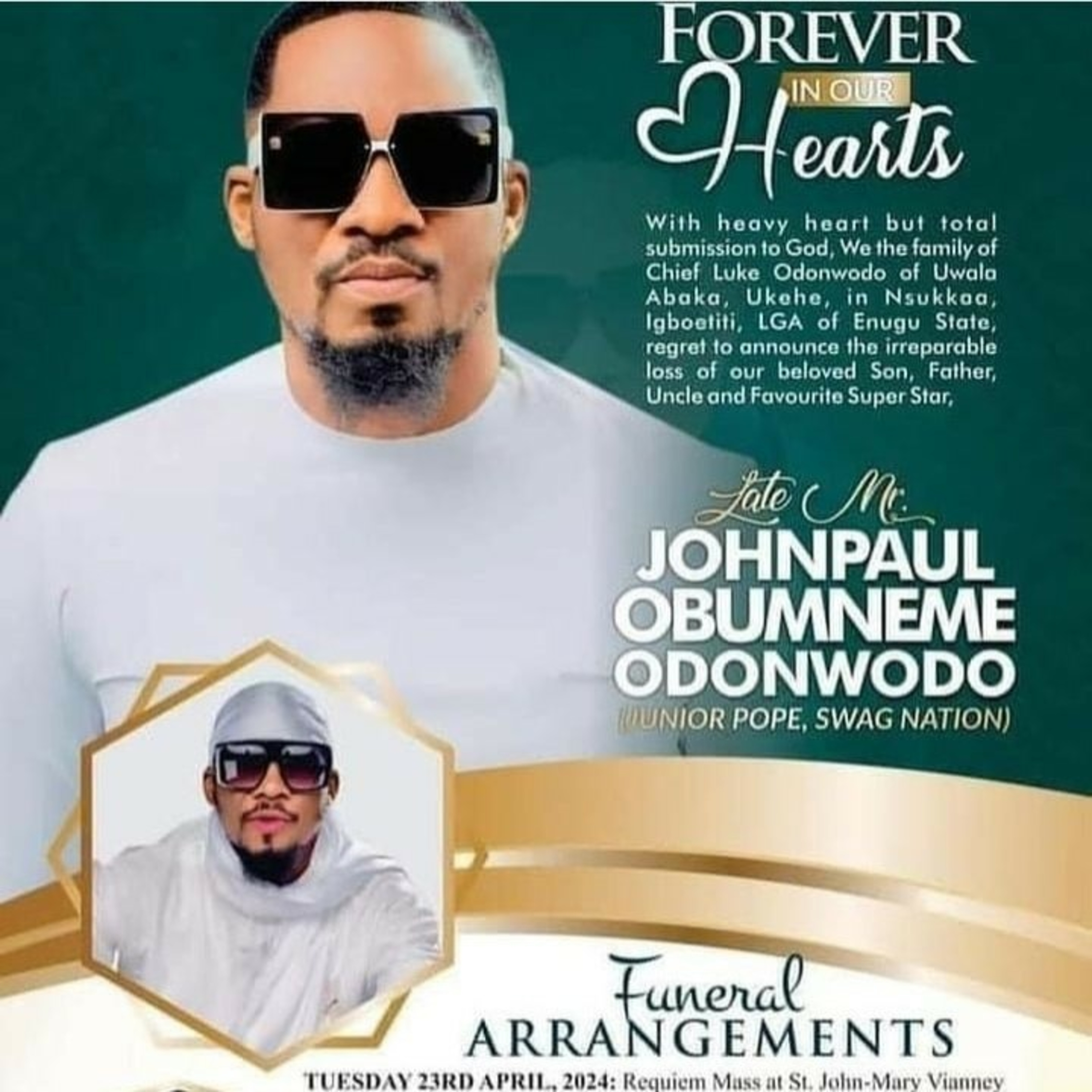 Burial banner of Junior Pope pops up online. episode artwork