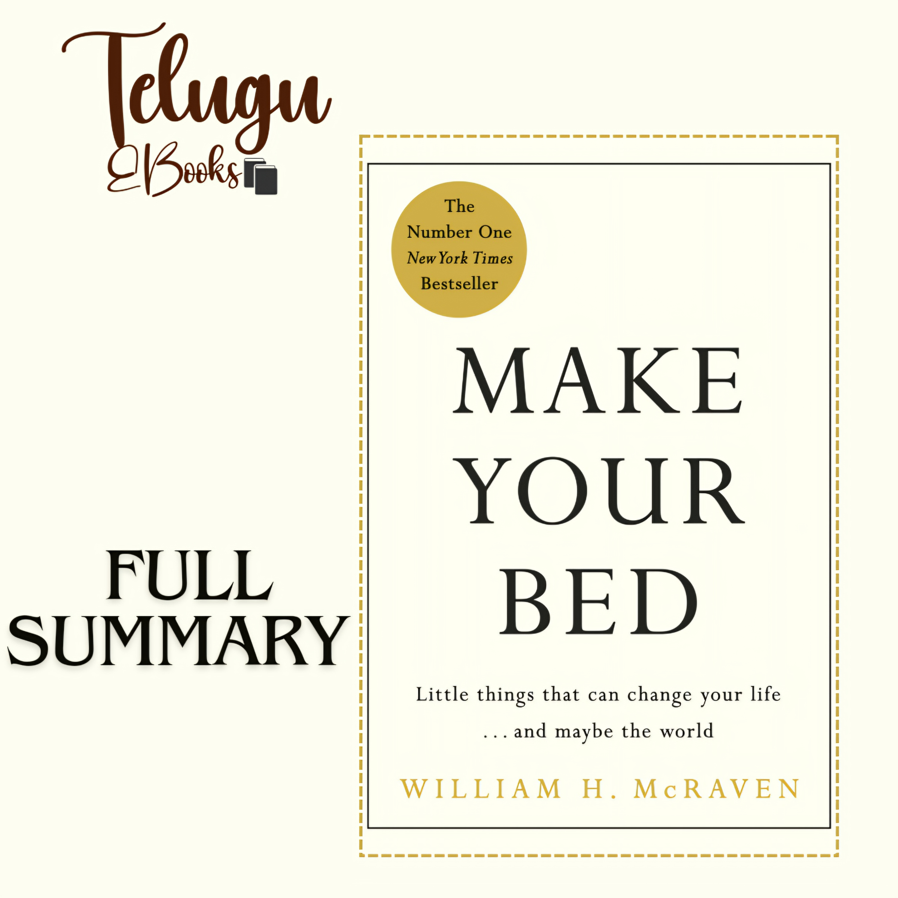 Telugu EBooks- Make Your Bed By William H. McRaven Complete Book Summary Analysis In Telugu  episode artwork
