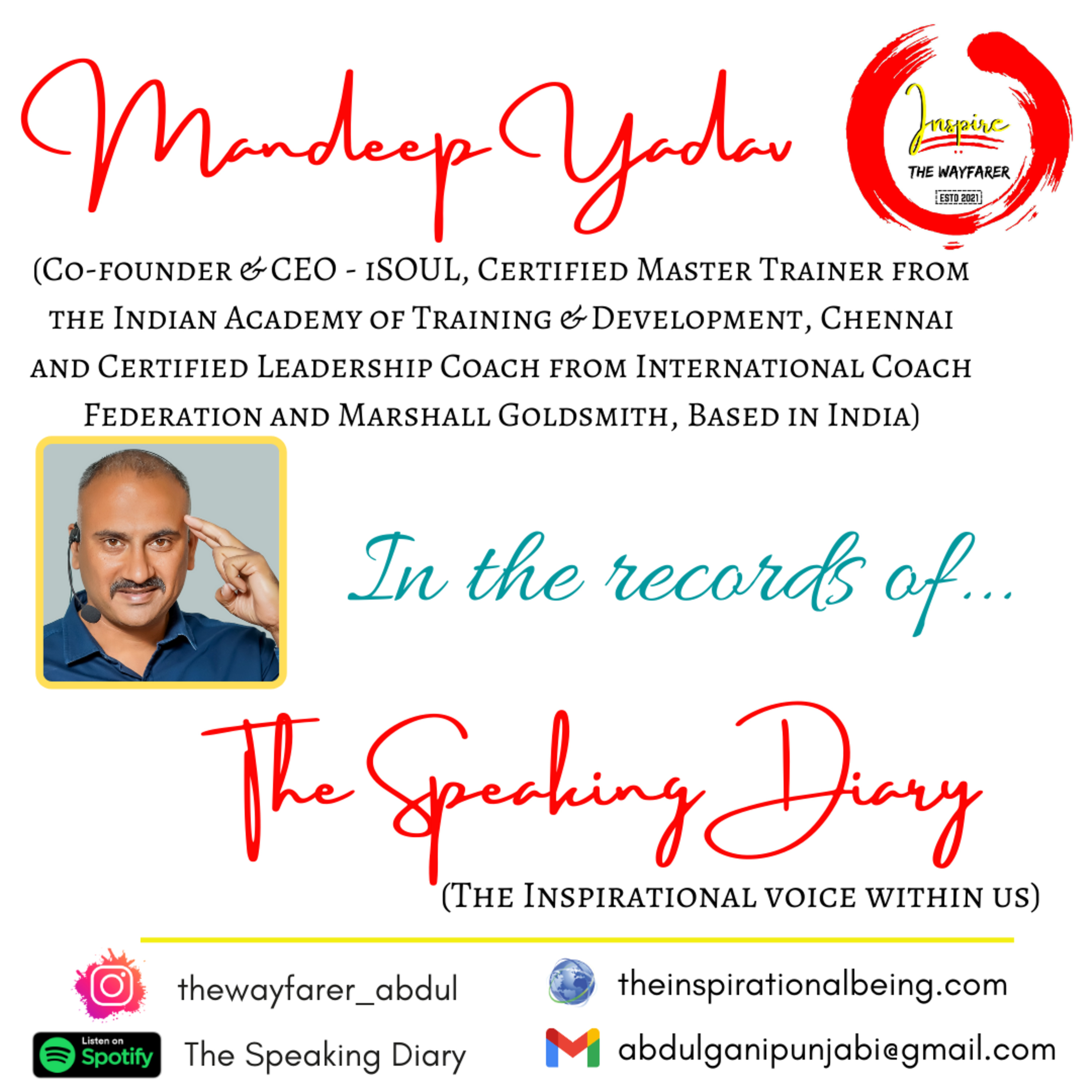 Rediscover Yourself: Mandeep Yadav @The Speaking Diary