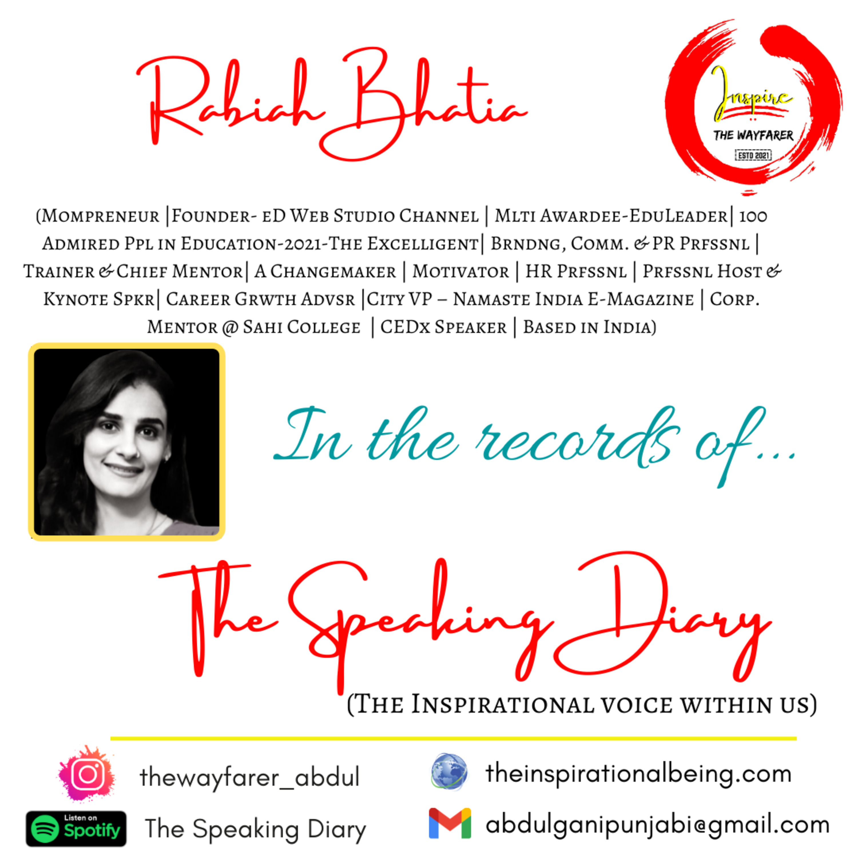 The Energy Within: Rabiah Bhatia @The Speaking Diary