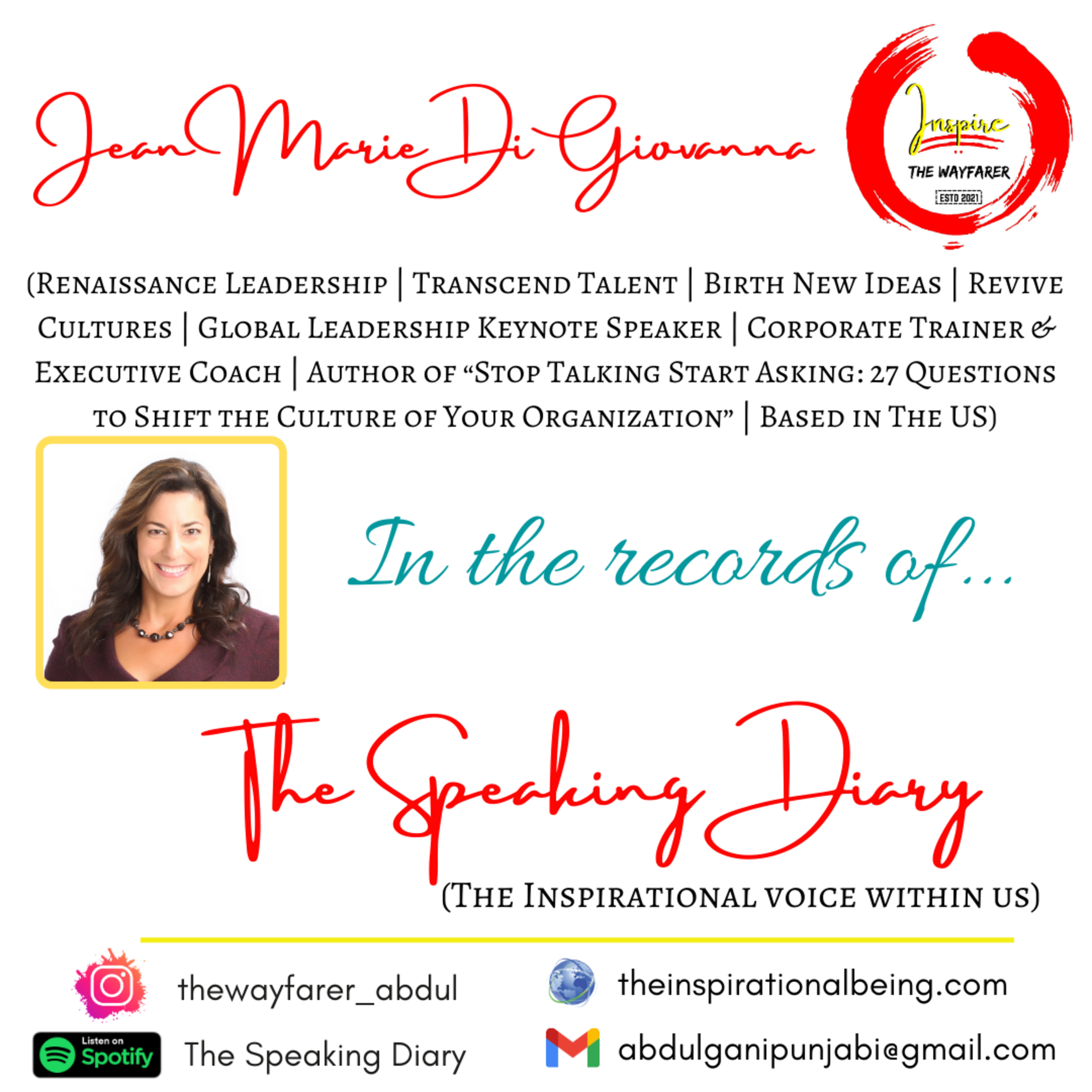 Be the 1 in 1000's: Jean Marie DiGiovanna @The Speaking Diary episode artwork