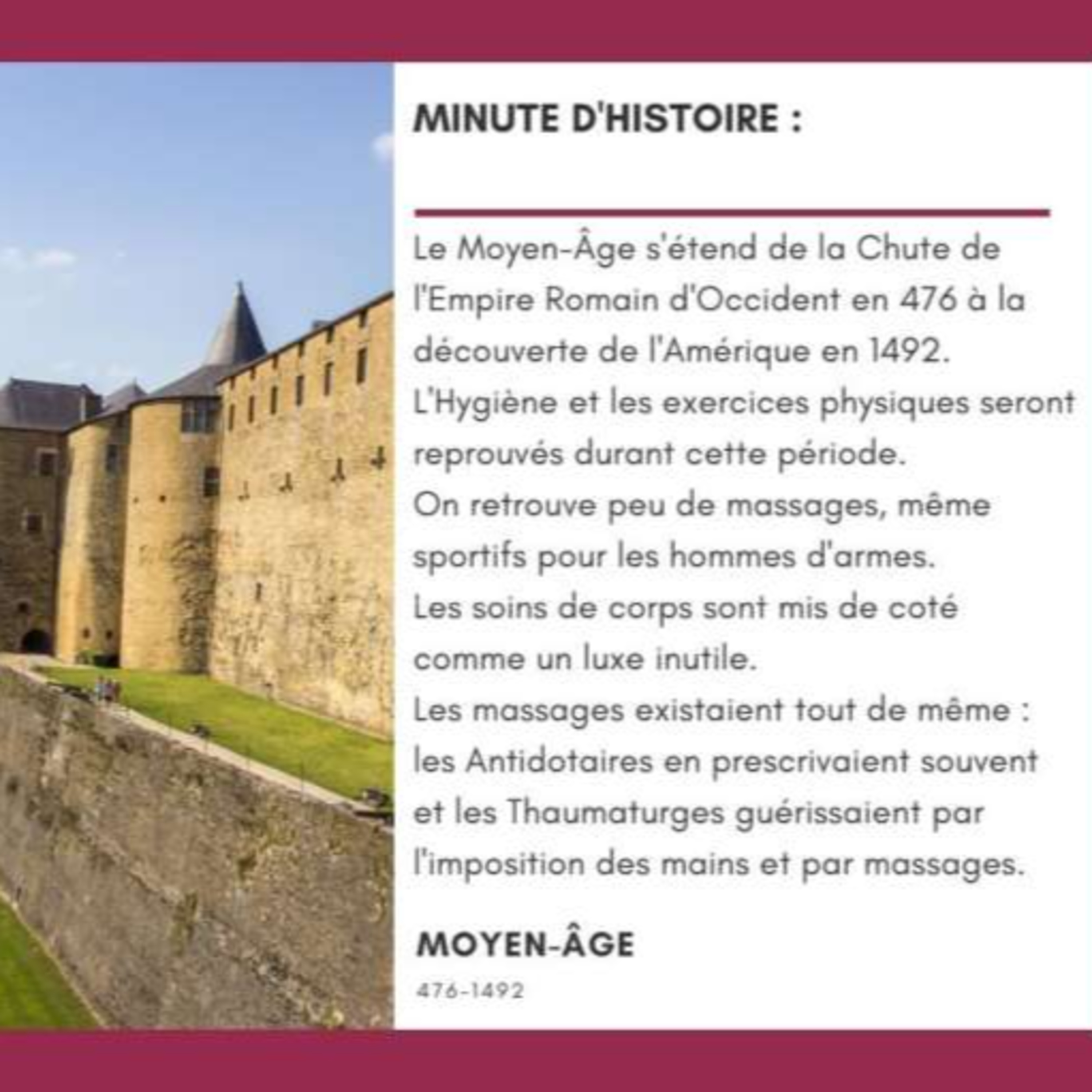 La minute histoire : La physiothérapie durant le Moyen Âge
