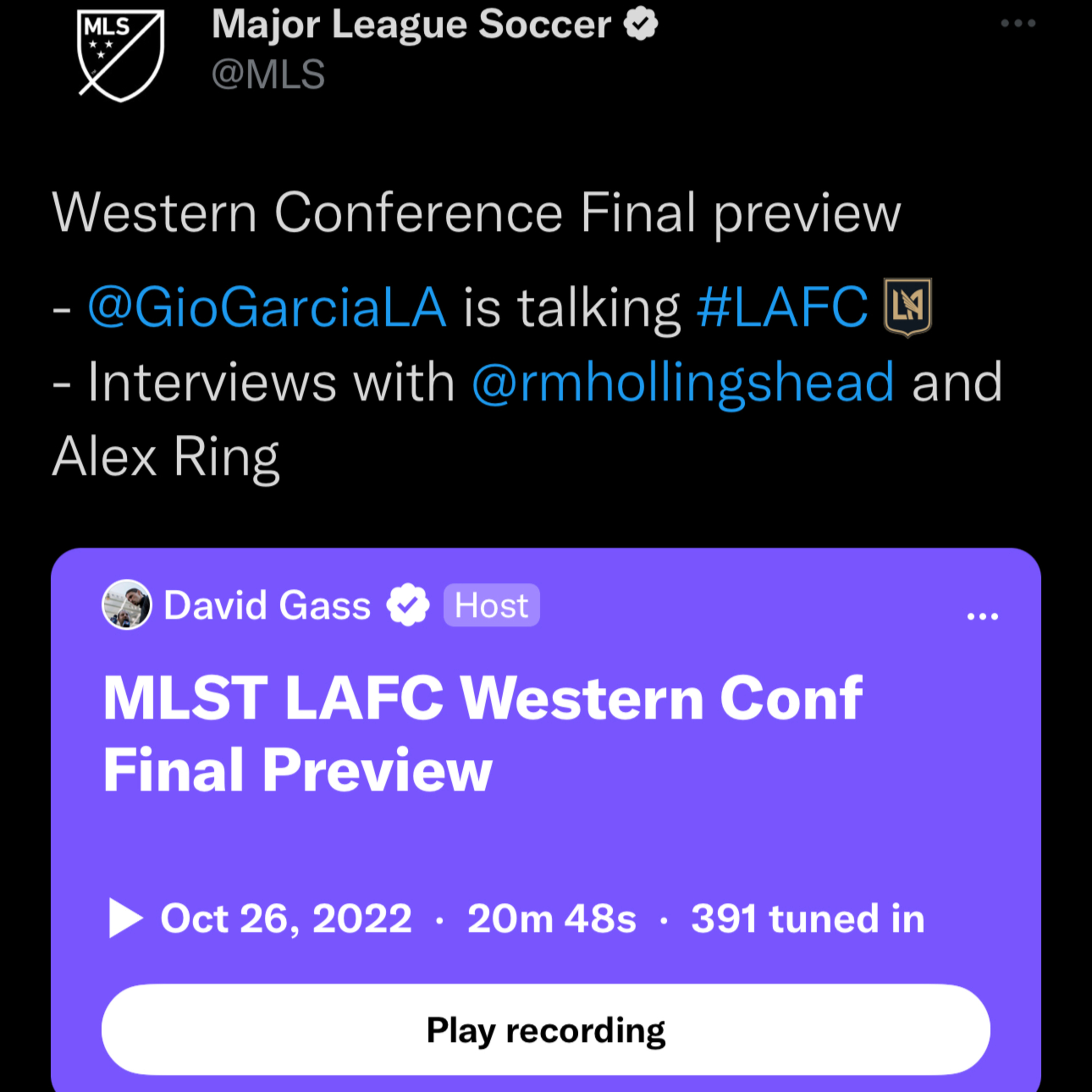 LAFC Preview On MLS Twitter Spaces  episode artwork