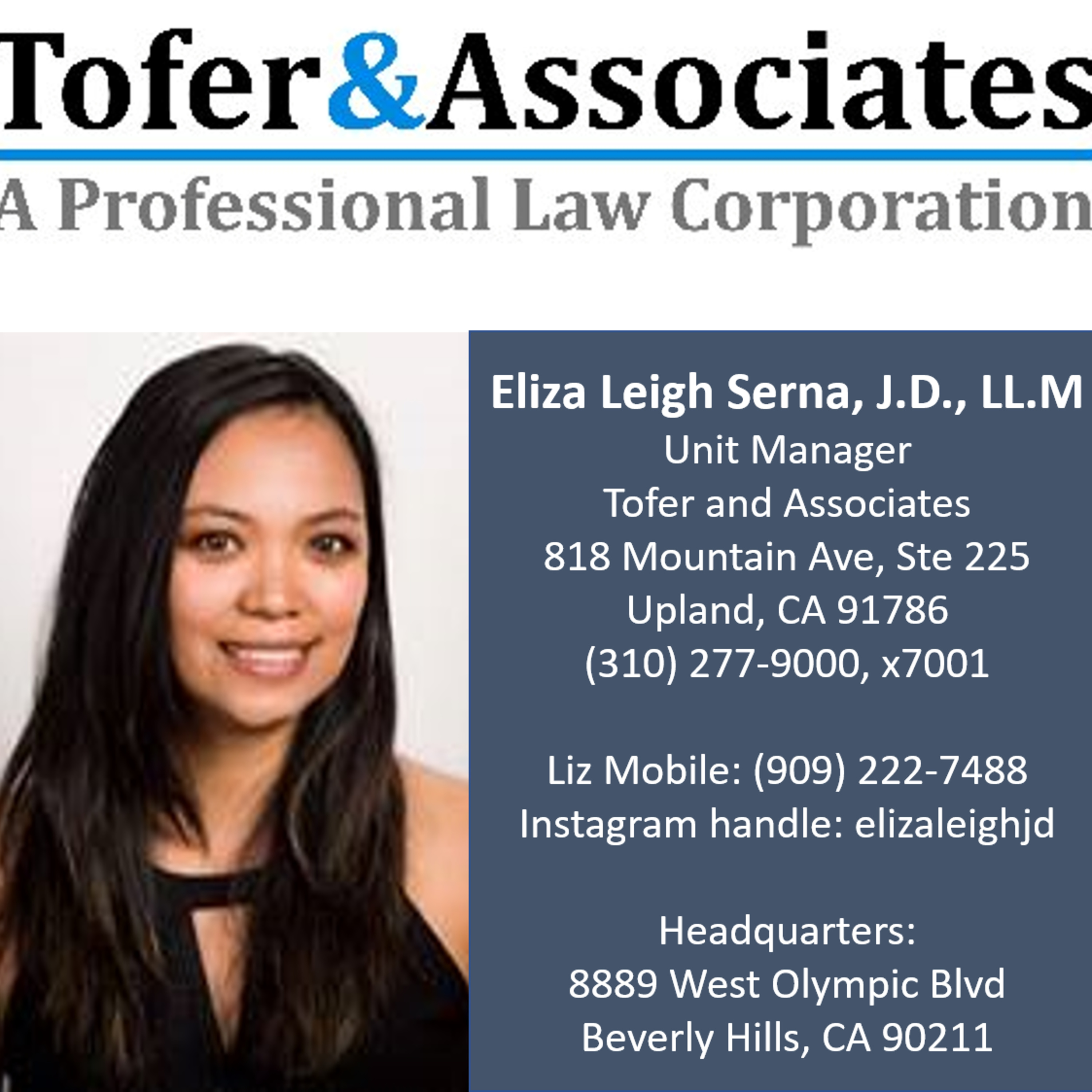 Interview with Eliza Serna-Senior Manager-Tofer and Associates, Law Offices Throughout Los Angeles and The Inland Empire episode artwork