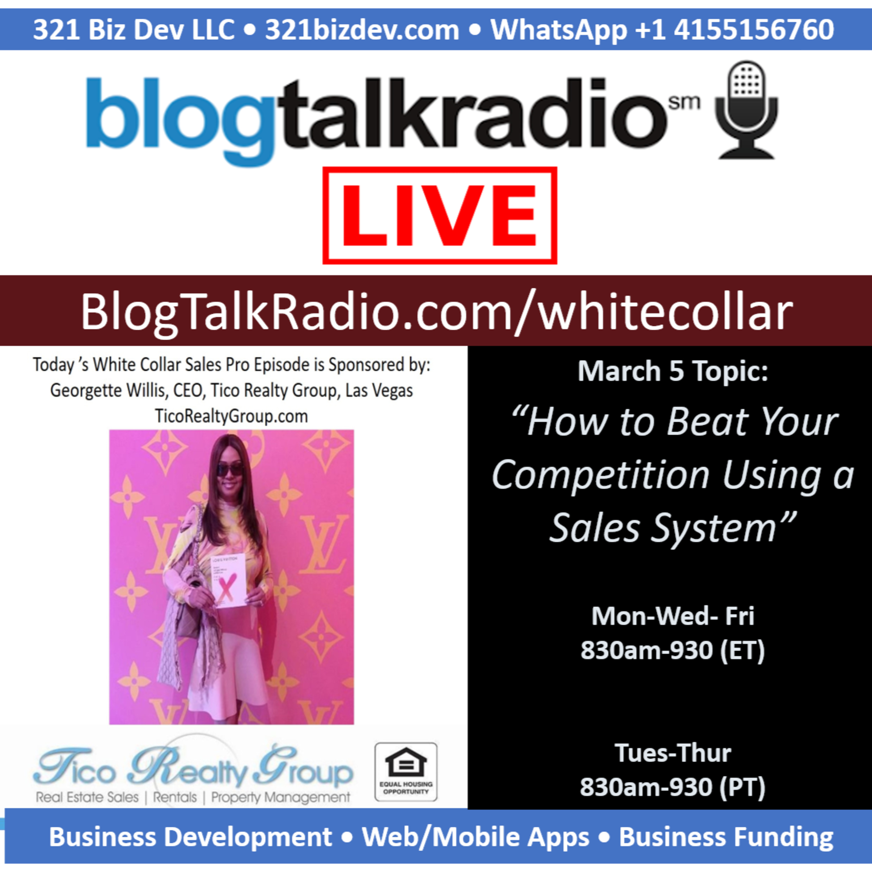 LIVE BlogTalkRadio-March 05 2020-How To Beat Your Competition Using A Sales System episode artwork