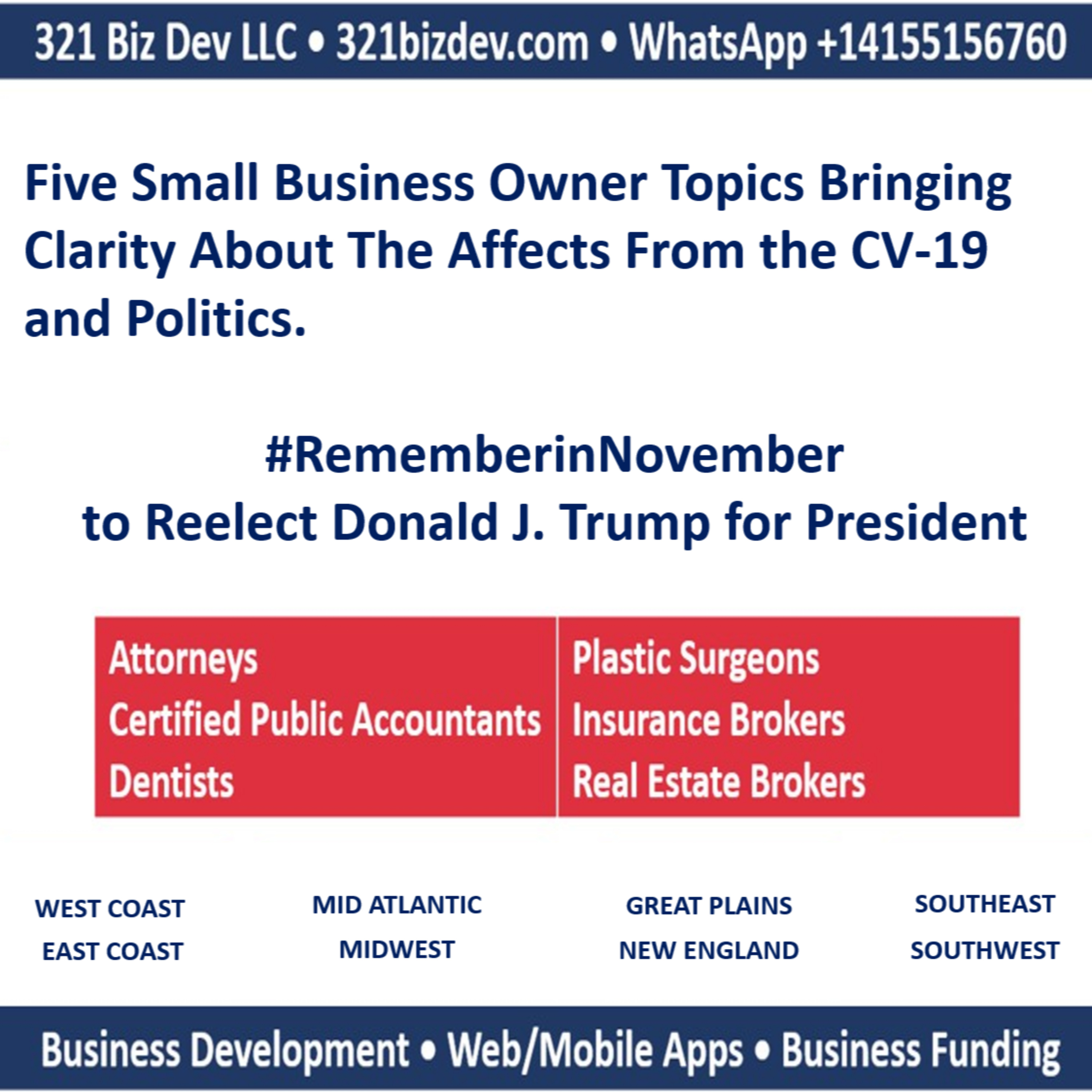 Five Small Business Owner Topics Bringing Clarity About The COVID-19 Situation and Reelecting Donald Trump episode artwork
