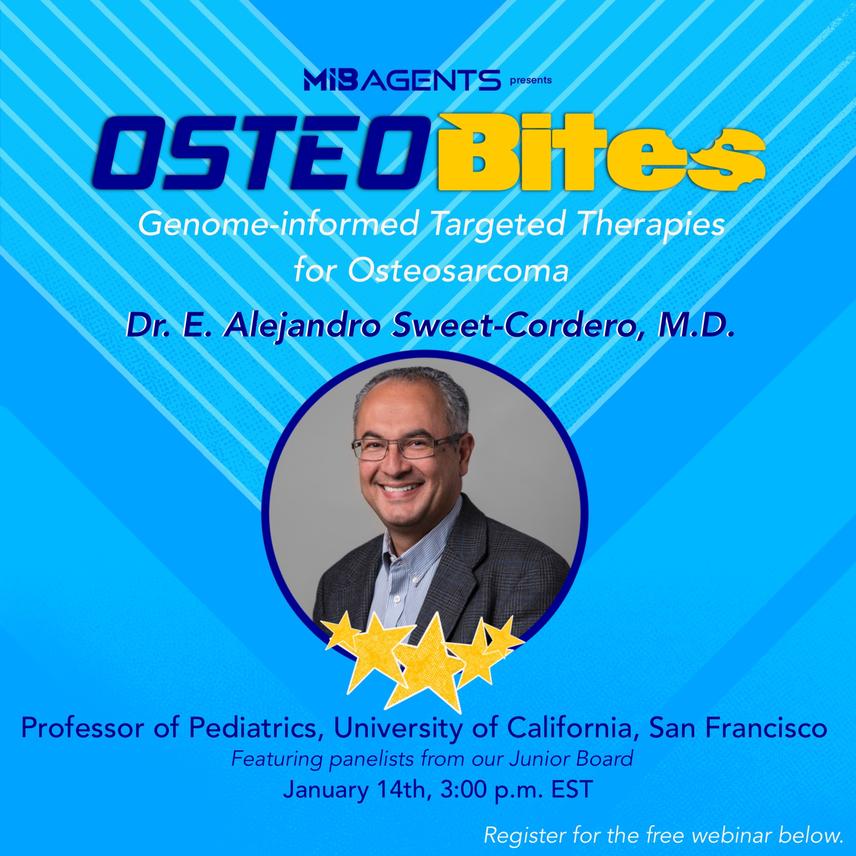 OsteoBites S2 Ep2: Alejandro Sweet Cordero, MD "Genome-Informed Targeted Therapies for Osteosarcoma" episode artwork