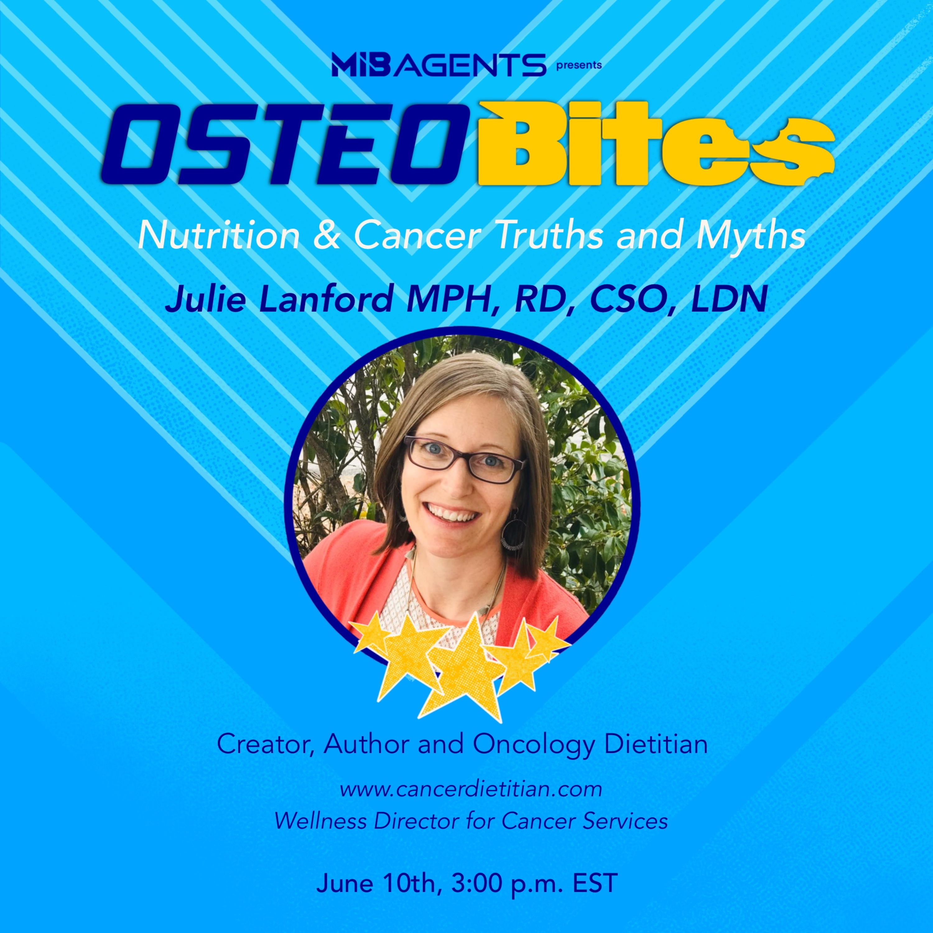 Osteosarcoma OsteoBites S2 Ep 16: Julie Lanford, MPH, RD, CSO, LDN on “Nutrition & Cancer; Truths & Myths” episode artwork
