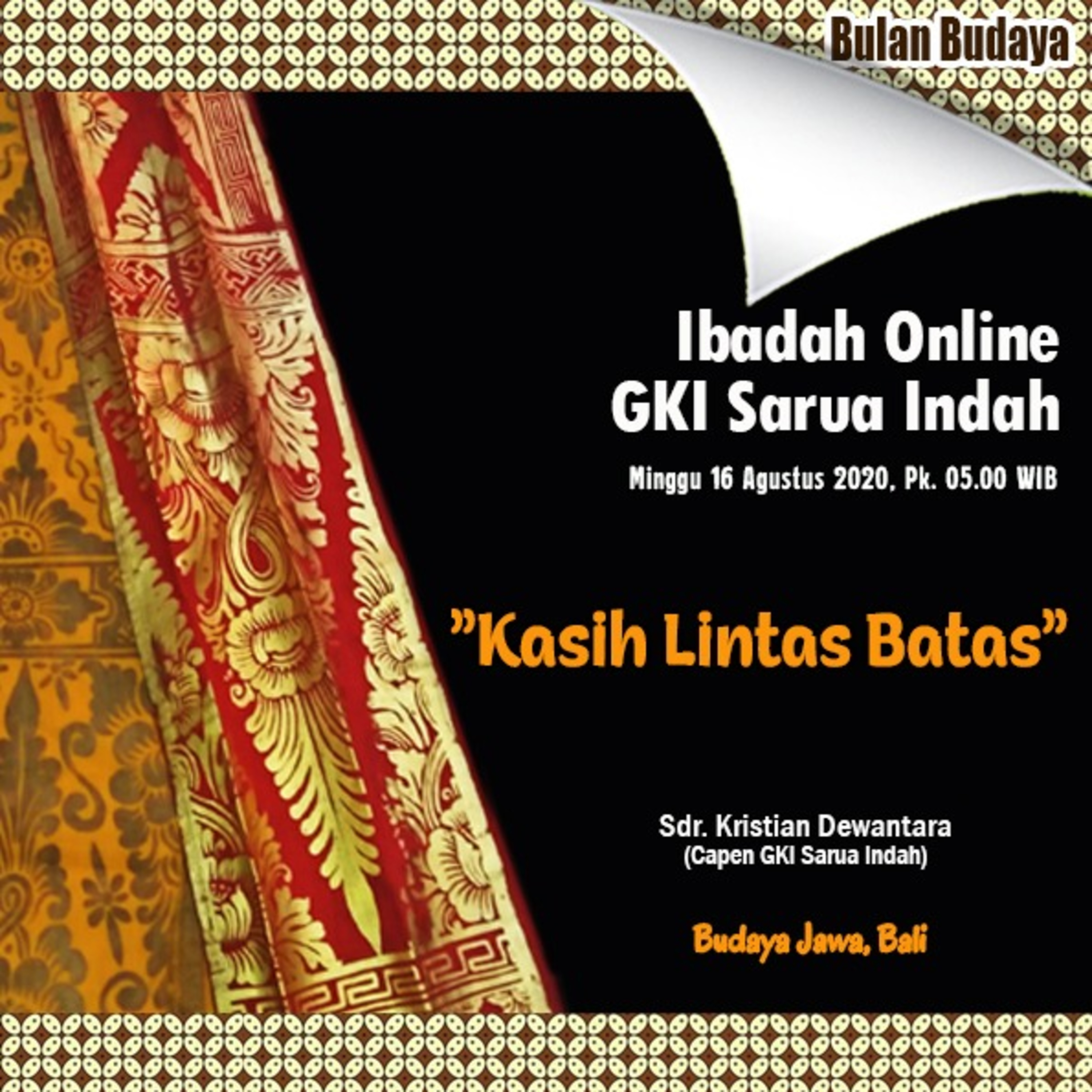 Ibadah OnlineBulan Budaya 16 Agustus 2020 episode artwork